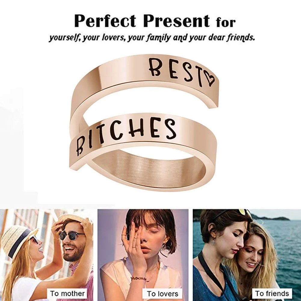 Kucheed Anelli Regolabili, Gioielli Ispirati All'anello Sono Abbastanza Inciso,Anello di Torsione a Spirale in Acciaio Inossidabile,Regali di Laurea di Compleanno per Ragazze Ragazzi Donne Uomini - immagine 6