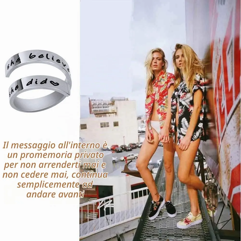Kucheed Anelli Regolabili, Gioielli Ispirati All'anello Sono Abbastanza Inciso,Anello di Torsione a Spirale in Acciaio Inossidabile,Regali di Laurea di Compleanno per Ragazze Ragazzi Donne Uomini - immagine 2