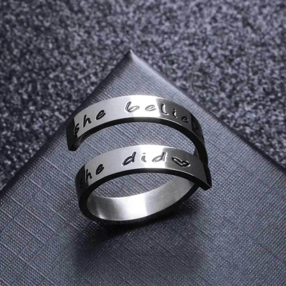 Kucheed Anelli Regolabili, Gioielli Ispirati All'anello Sono Abbastanza Inciso,Anello di Torsione a Spirale in Acciaio Inossidabile,Regali di Laurea di Compleanno per Ragazze Ragazzi Donne Uomini - immagine 3