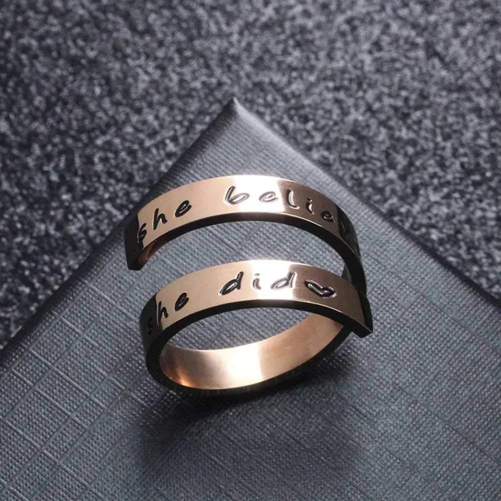 Kucheed Anelli Regolabili, Gioielli Ispirati All'anello Sono Abbastanza Inciso,Anello di Torsione a Spirale in Acciaio Inossidabile,Regali di Laurea di Compleanno per Ragazze Ragazzi Donne Uomini - immagine 7