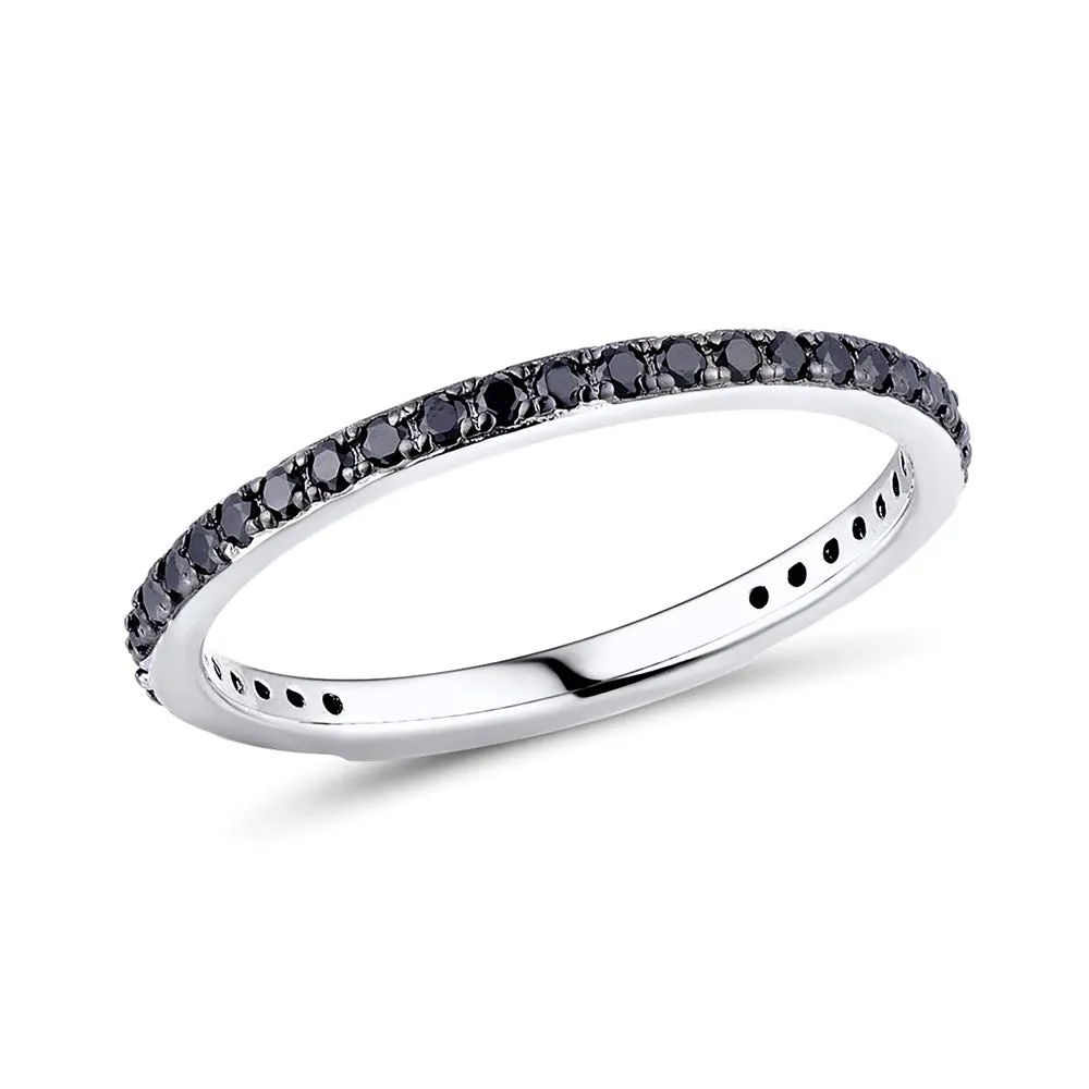 Namana Anello in Argento 925 con Pietre Nere per Donna e Ragazza, Delicati Anelli Neri, Misura 12 - immagine 1