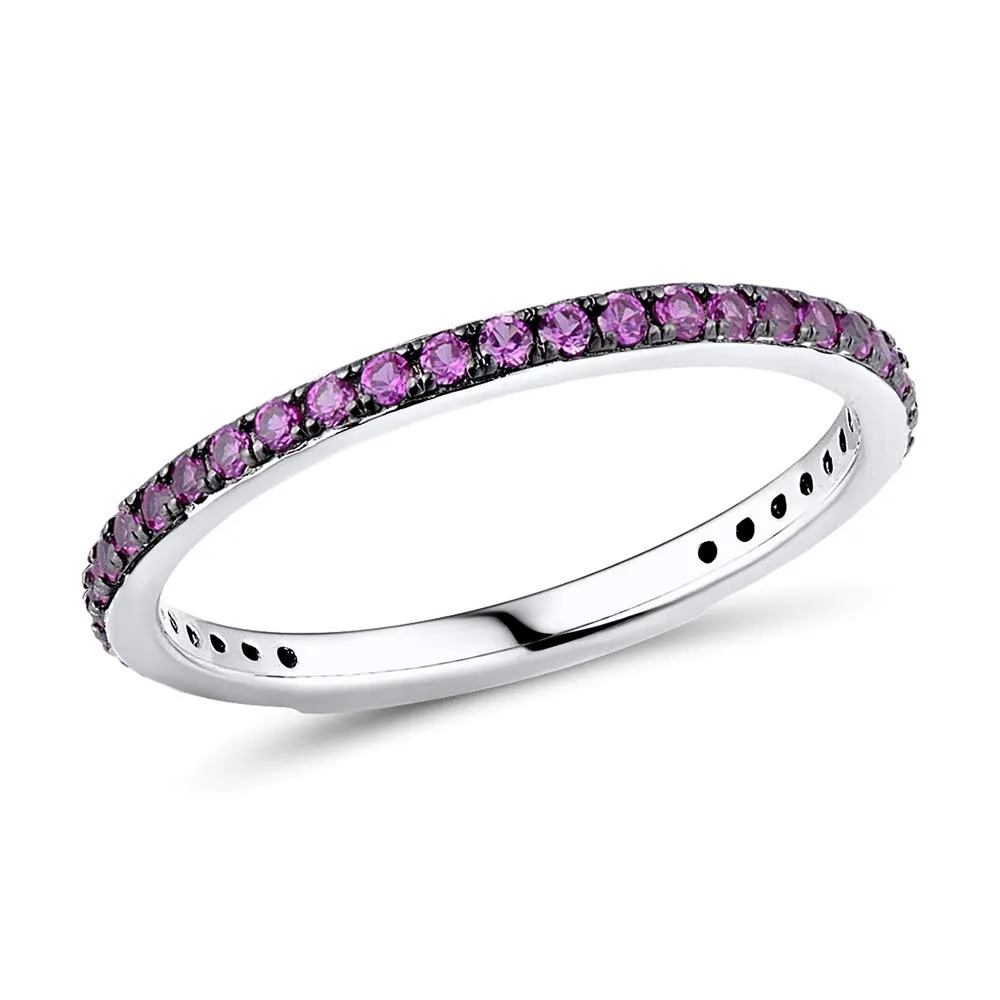 Namana Anello in Argento 925 con Zirconi Rossi per Donna e Ragazza, Sottile con Pietre Rosse, Misura 11 - immagine 1