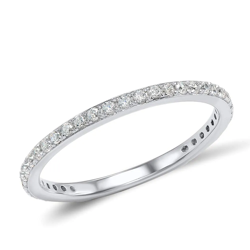 namana Anello in Argento 925 con Zirconi Bianchi per Donna, Anelli Sottili con Pietre Bianche, Misura 18 - immagine 1