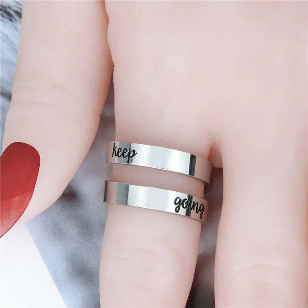 Kucheed Anelli Regolabili, Gioielli Ispirati All'anello Sono Abbastanza Inciso,Anello di Torsione a Spirale in Acciaio Inossidabile,Regali di Laurea di Compleanno per Ragazze Ragazzi Donne Uomini - immagine 4