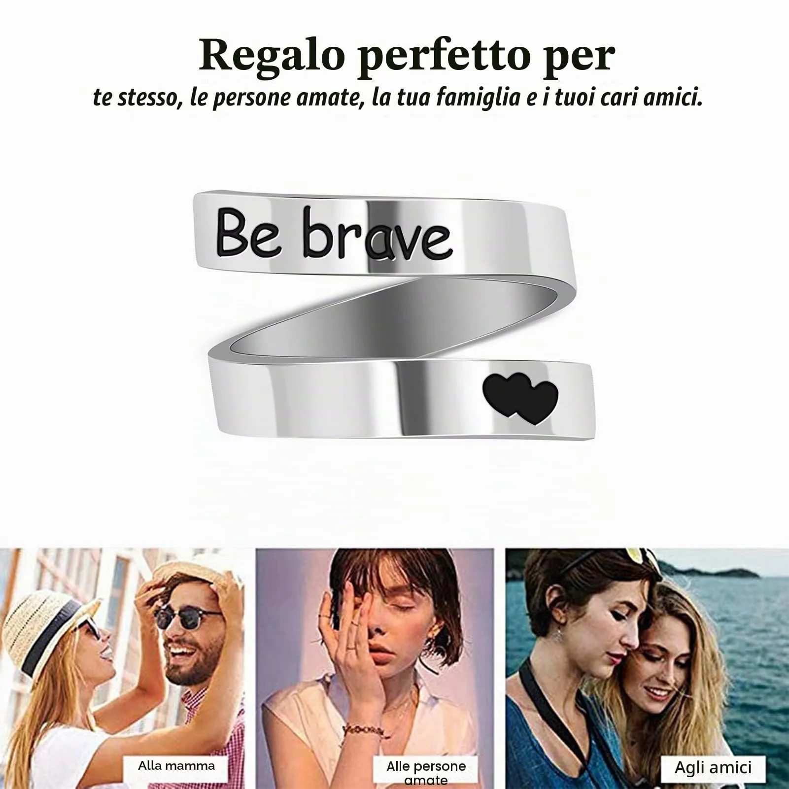 Kucheed Anelli Regolabili, Gioielli Ispirati All'anello Sono Abbastanza Inciso,Anello di Torsione a Spirale in Acciaio Inossidabile,Regali di Laurea di Compleanno per Ragazze Ragazzi Donne Uomini - immagine 6