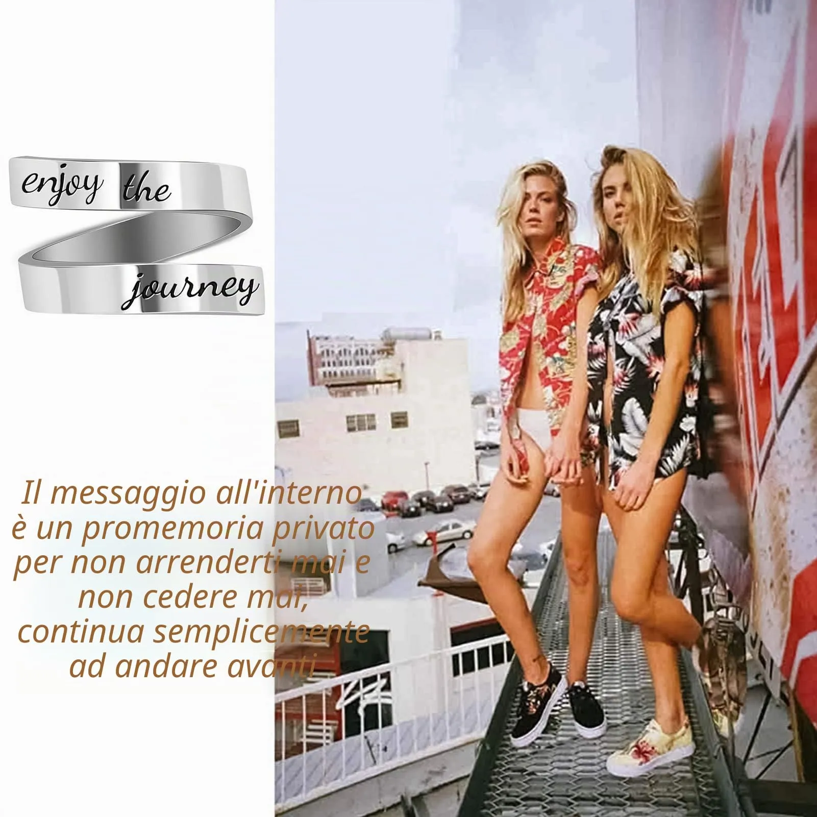 Kucheed Anelli Regolabili, Gioielli Ispirati All'anello Sono Abbastanza Inciso,Anello di Torsione a Spirale in Acciaio Inossidabile,Regali di Laurea di Compleanno per Ragazze Ragazzi Donne Uomini - immagine 2