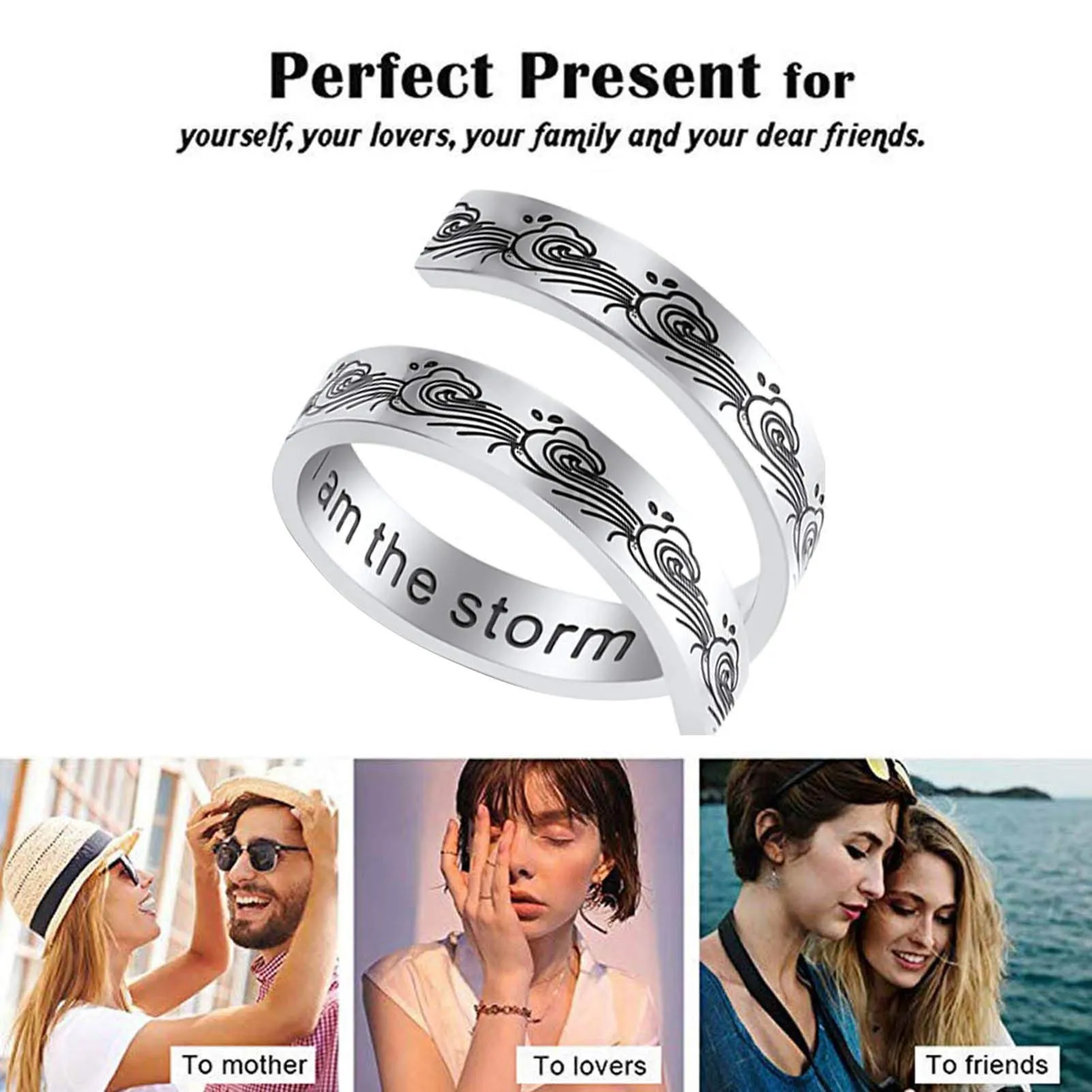 Kucheed Anelli Regolabili, Gioielli Ispirati All'anello Sono Abbastanza Inciso,Anello di Torsione a Spirale in Acciaio Inossidabile,Regali di Laurea di Compleanno per Ragazze Ragazzi Donne Uomini - immagine 4