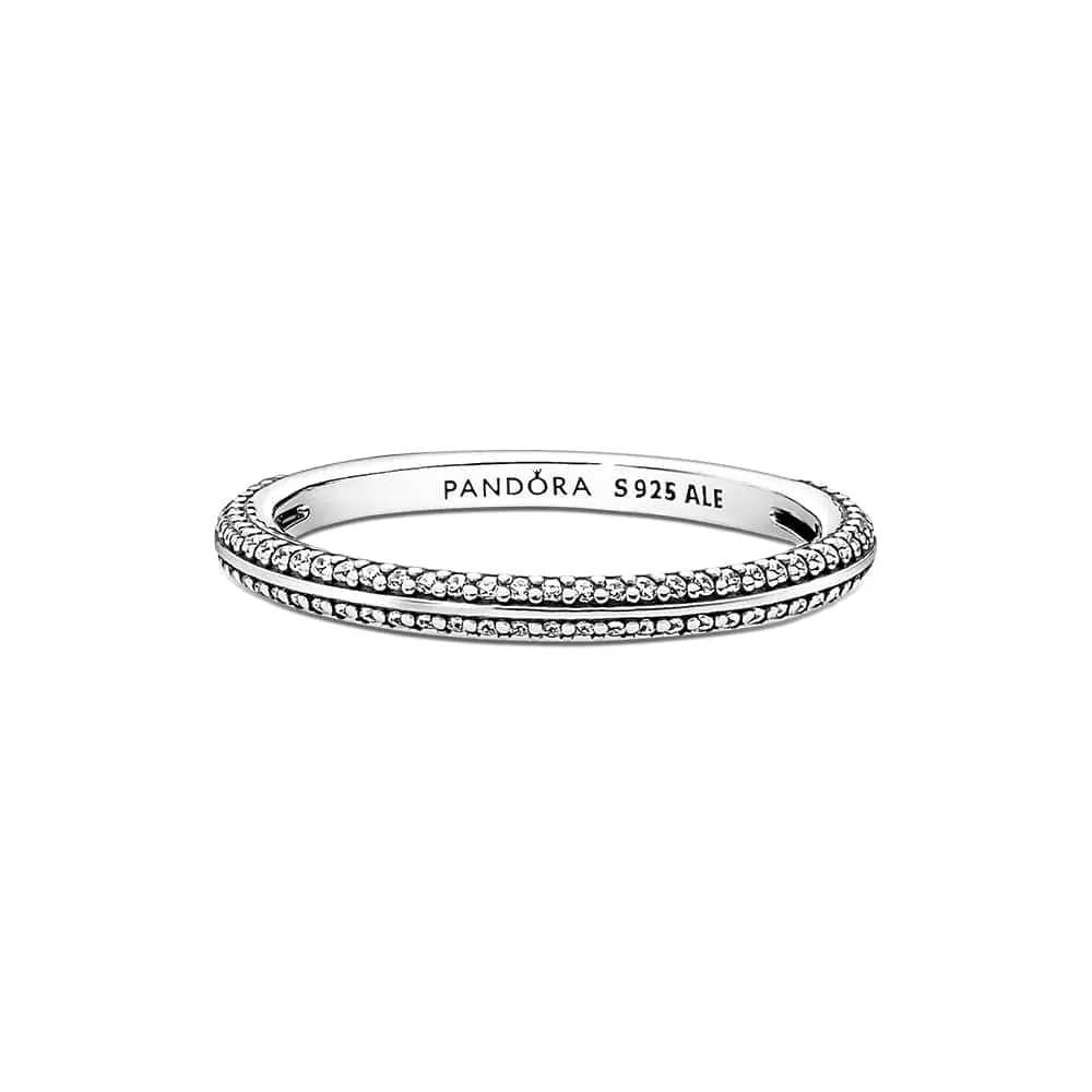 PANDORA ME Anello con pavé in argento Sterling con zirconia cubica trasparente, 50 - immagine 2