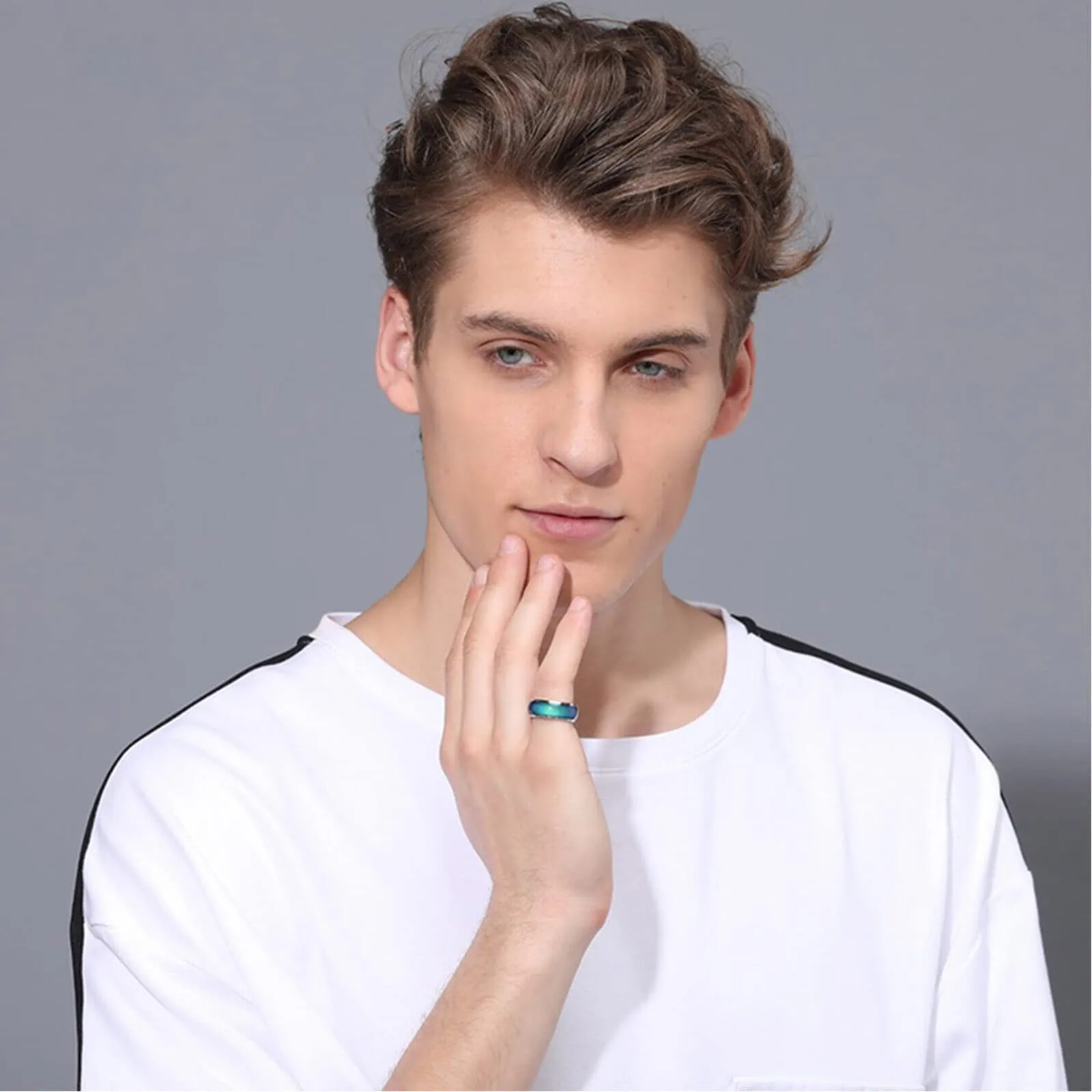 Bymivofun 2 pezzi Anelli Dell'umore, Anello Dell'emozione Della Temperatura, per Fidanzato Fidanzata Festa Compleanno San Valentino Anniversario (Argento, Oro Rosa, 52.5 (16.8)) - immagine 6