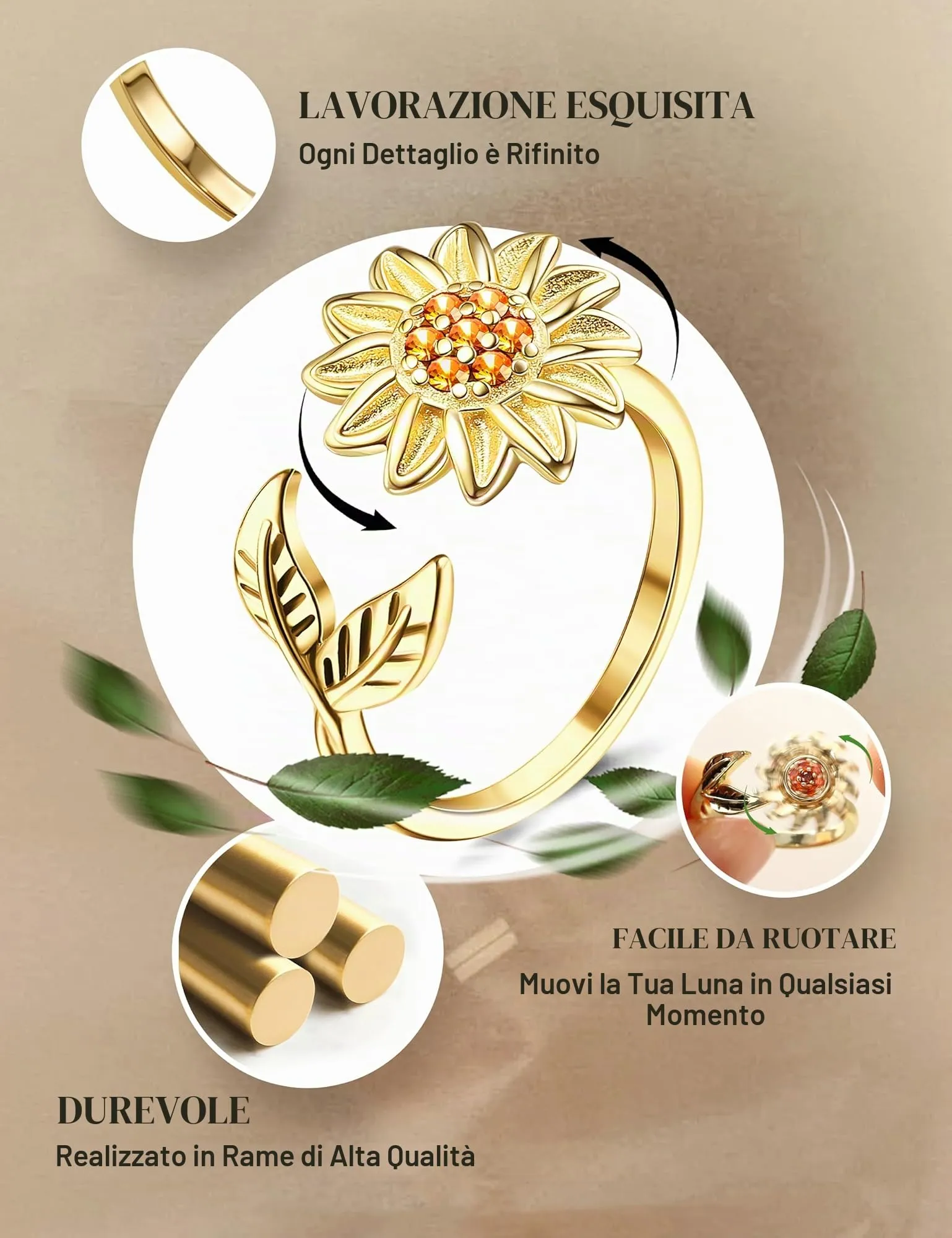 CASSIECA 9 Pezzi Anello Ansia per Donna Antistress Agitarsi Anelli - immagine 2
