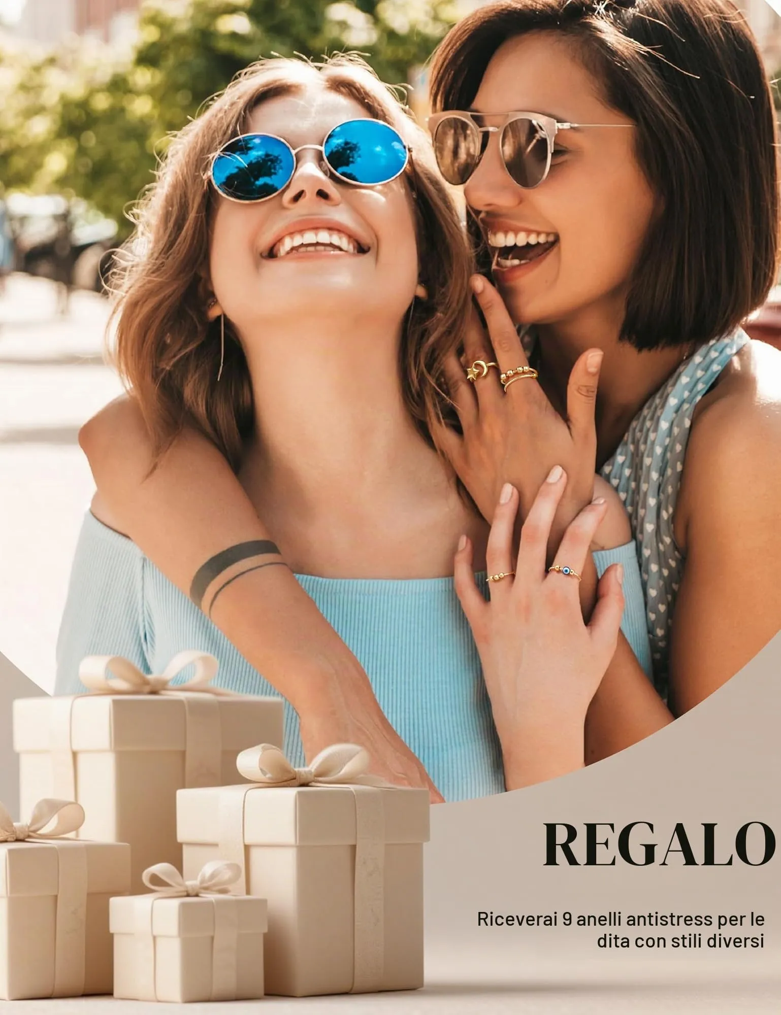 CASSIECA 9 Pezzi Anello Ansia per Donna Antistress Agitarsi Anelli - immagine 6