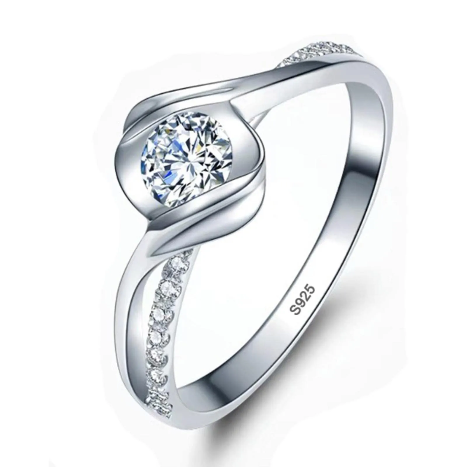 CXWK con Certificato Originale in Oro Bianco 18 carati Anello di Lusso Lab Diamond FEDI Nuziali da Sposa - immagine 1