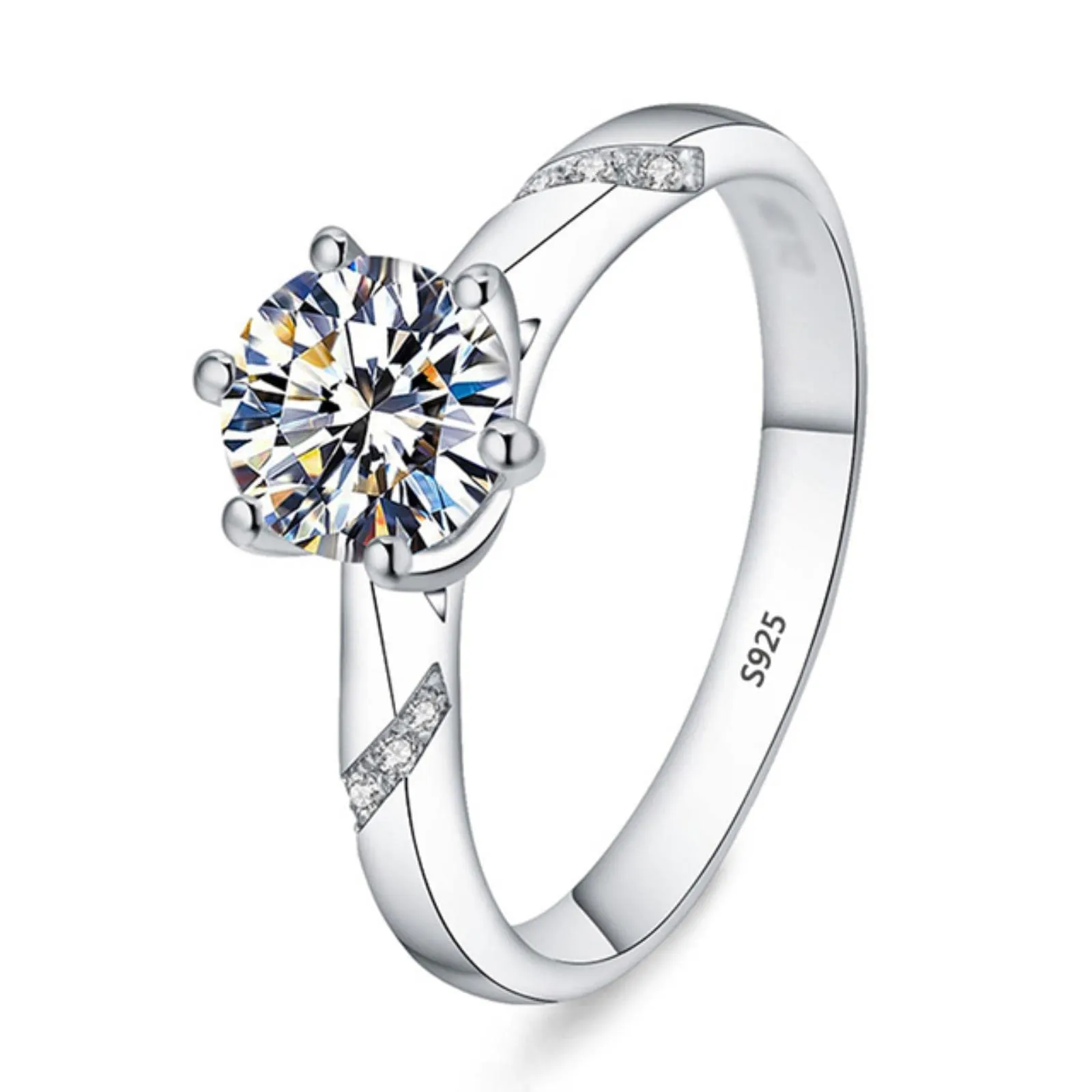 CXWK con Certificato Originale in Oro Bianco 18 carati Anello di Lusso Lab Diamond FEDI Nuziali da Sposa - immagine 1