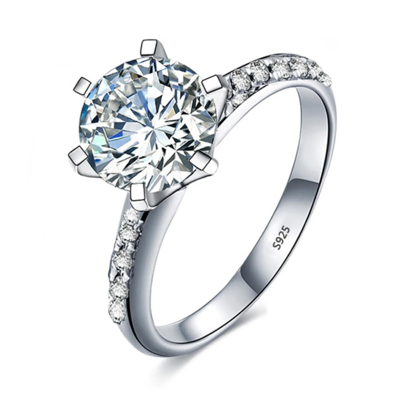 CXWK con Certificato Originale in Oro Bianco 18 carati Anello di Lusso Lab Diamond FEDI Nuziali da Sposa - immagine 1