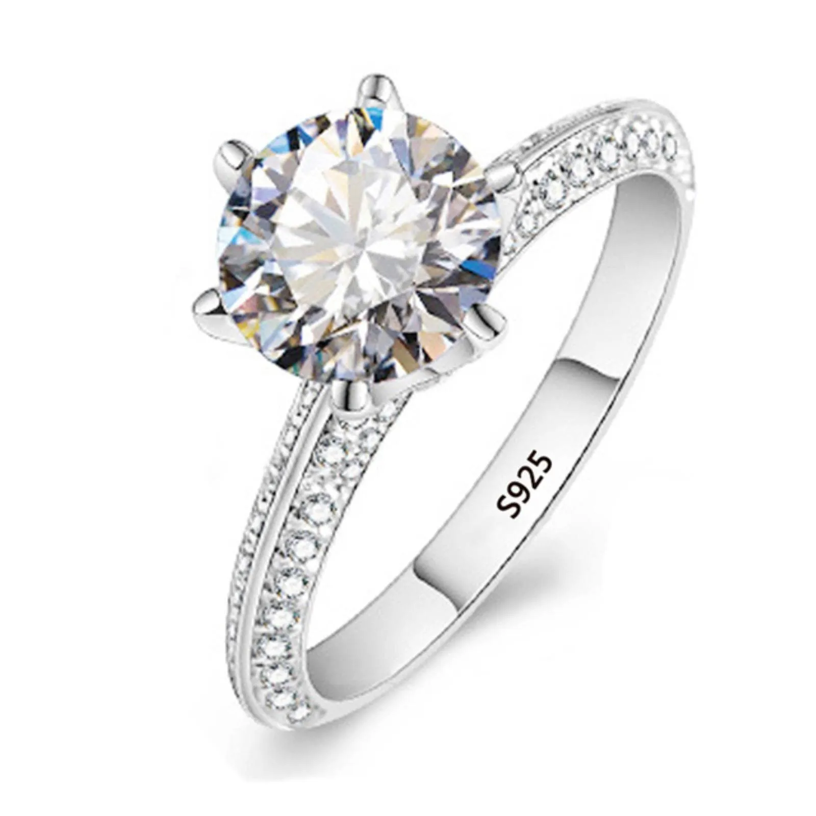 CXWK con Certificato Originale in Oro Bianco 18 carati Anello di Lusso Lab Diamond FEDI Nuziali da Sposa - immagine 1