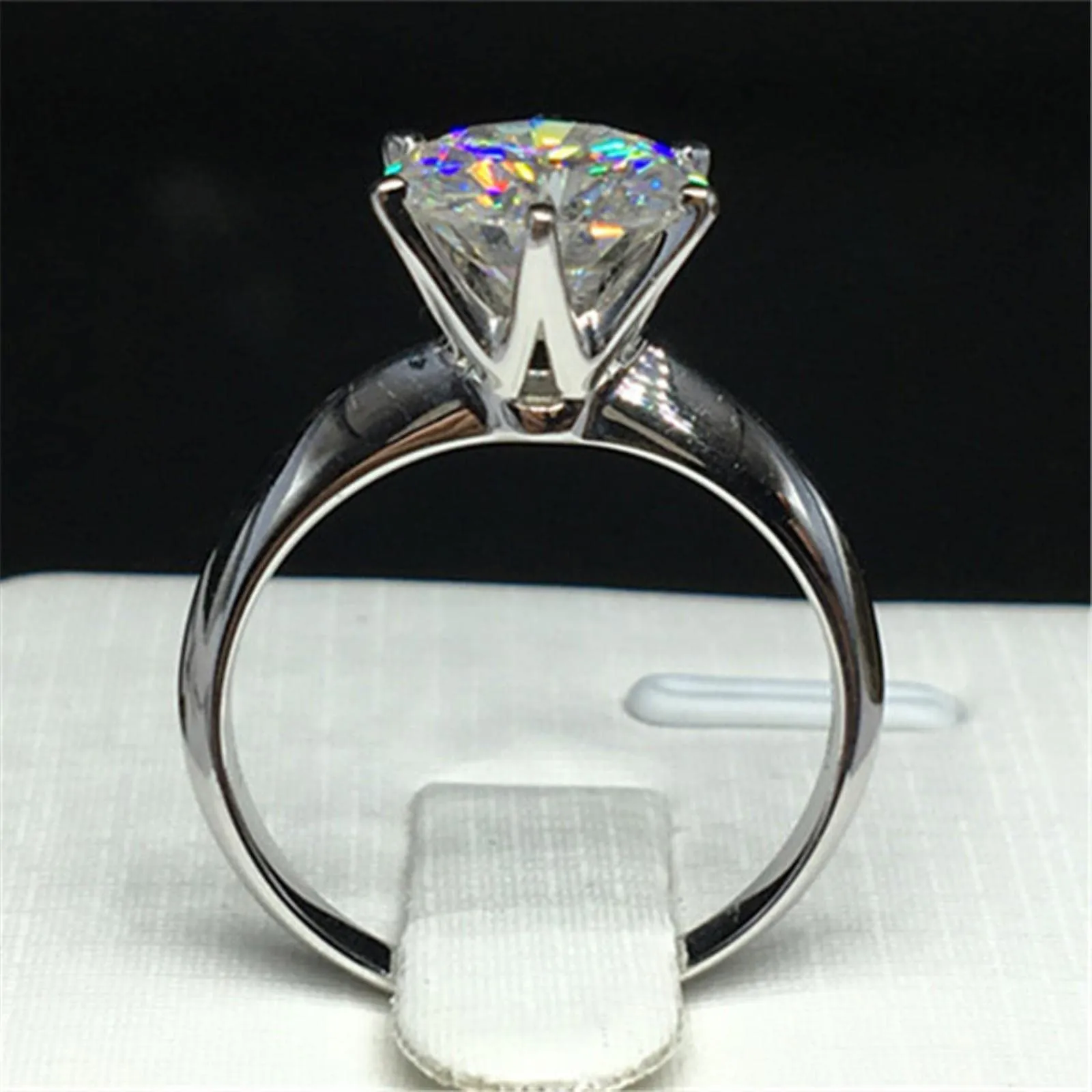 CXWK con Certificato Originale in Oro Bianco 18 carati Anello di Lusso Lab Diamond FEDI Nuziali da Sposa - immagine 3