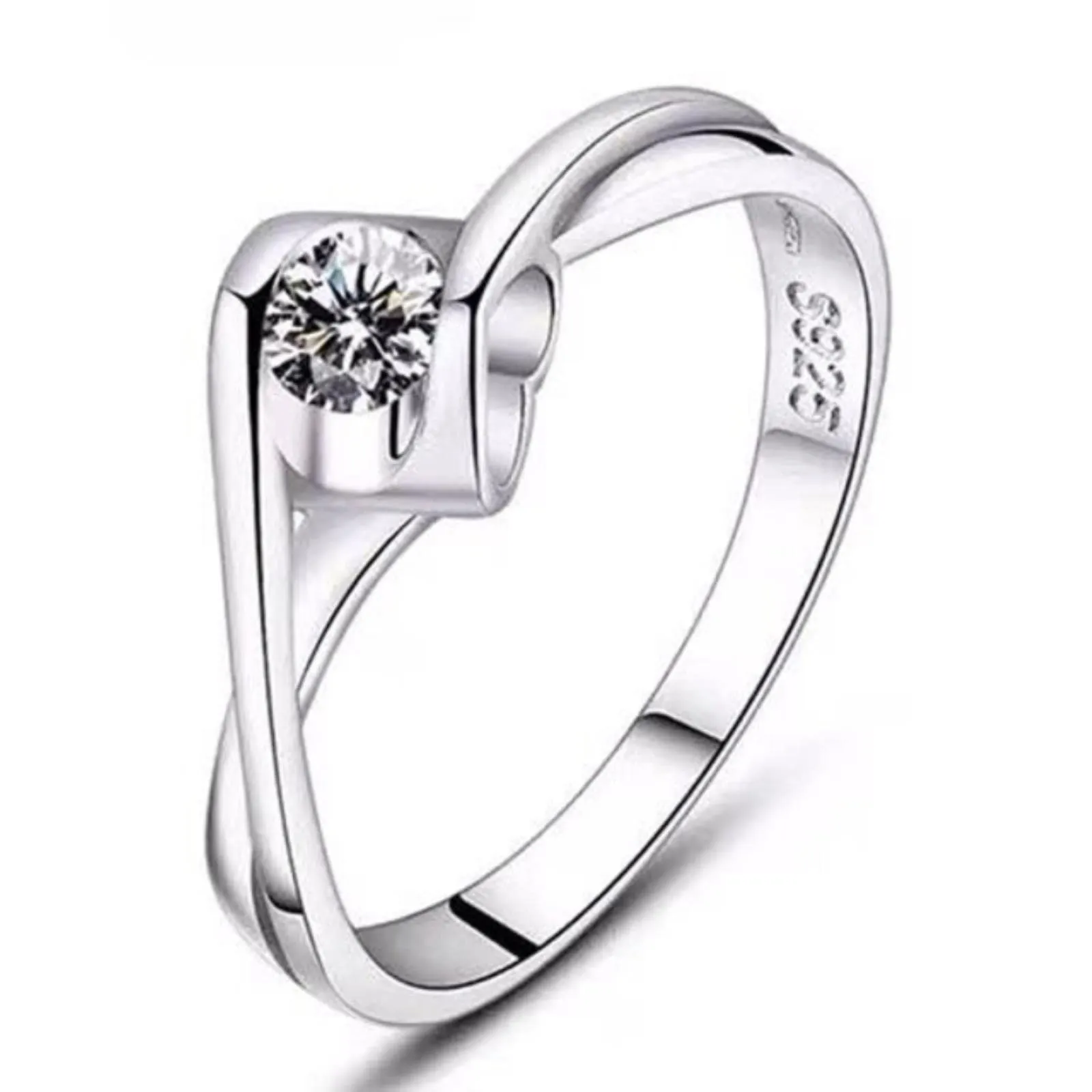 CXWK con Certificato Originale in Oro Bianco 18 carati Anello di Lusso Lab Diamond FEDI Nuziali da Sposa - immagine 1