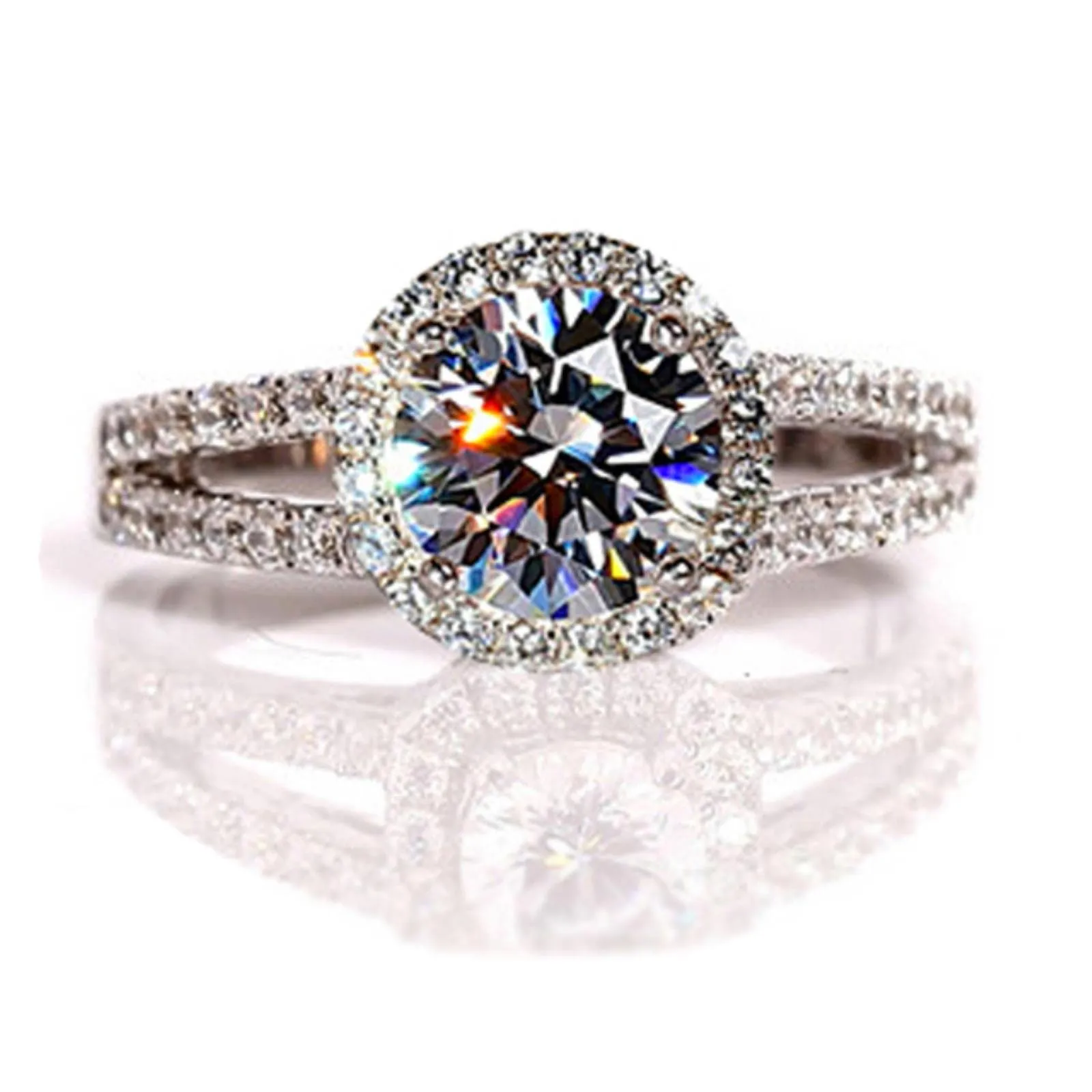 CXWK con Certificato Originale in Oro Bianco 18 carati Anello di Lusso Lab Diamond FEDI Nuziali da Sposa - immagine 1