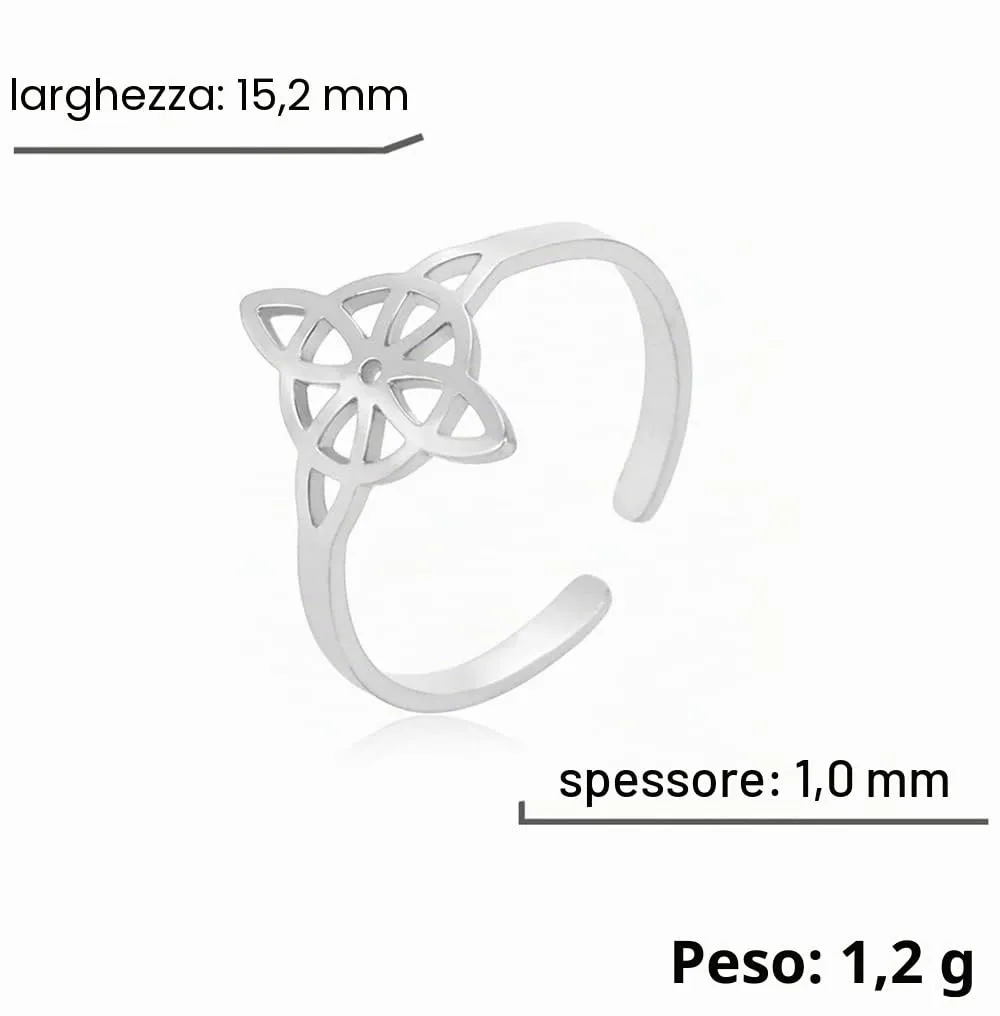 UNIFT Anello da donna con nodo di strega, in acciaio inox, stile geometrico, elegante, con nodo celtico irlandese, regolabile, amuleto da stregoneria, in acciaio inossidabile, senza pietra preziosa - immagine 6