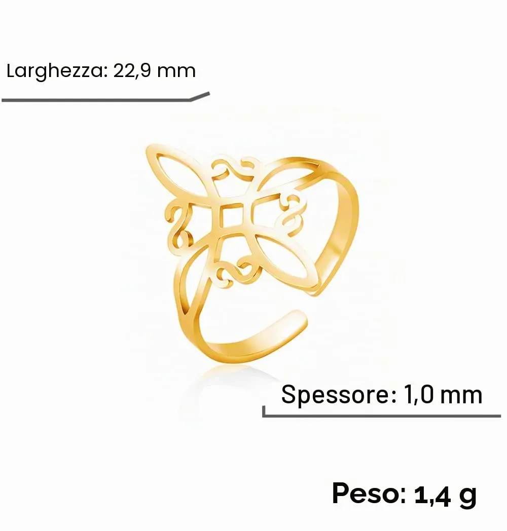 UNIFT Anello nodo di strega per donna in acciaio inossidabile stile geometrico elegante chic irlandese nodo celtico anello regolabile stregoneria amuleto gioielli, Acciaio inossidabile, Nessuna pietra - immagine 6