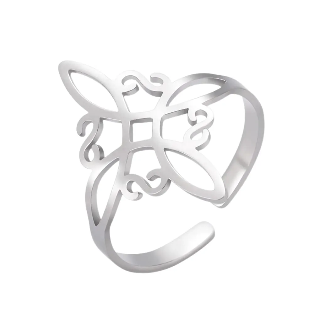 Anello con Nodo Streghe da donna Acciaio Inox Elegante con Nodo Celtico Irlandese Gioiello con Amuleto per Stregoneria - immagine 1