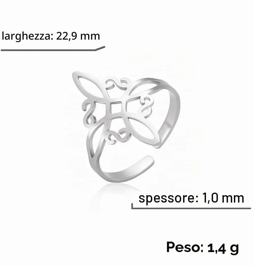 Anello con Nodo Streghe da donna Acciaio Inox Elegante con Nodo Celtico Irlandese Gioiello con Amuleto per Stregoneria - immagine 6