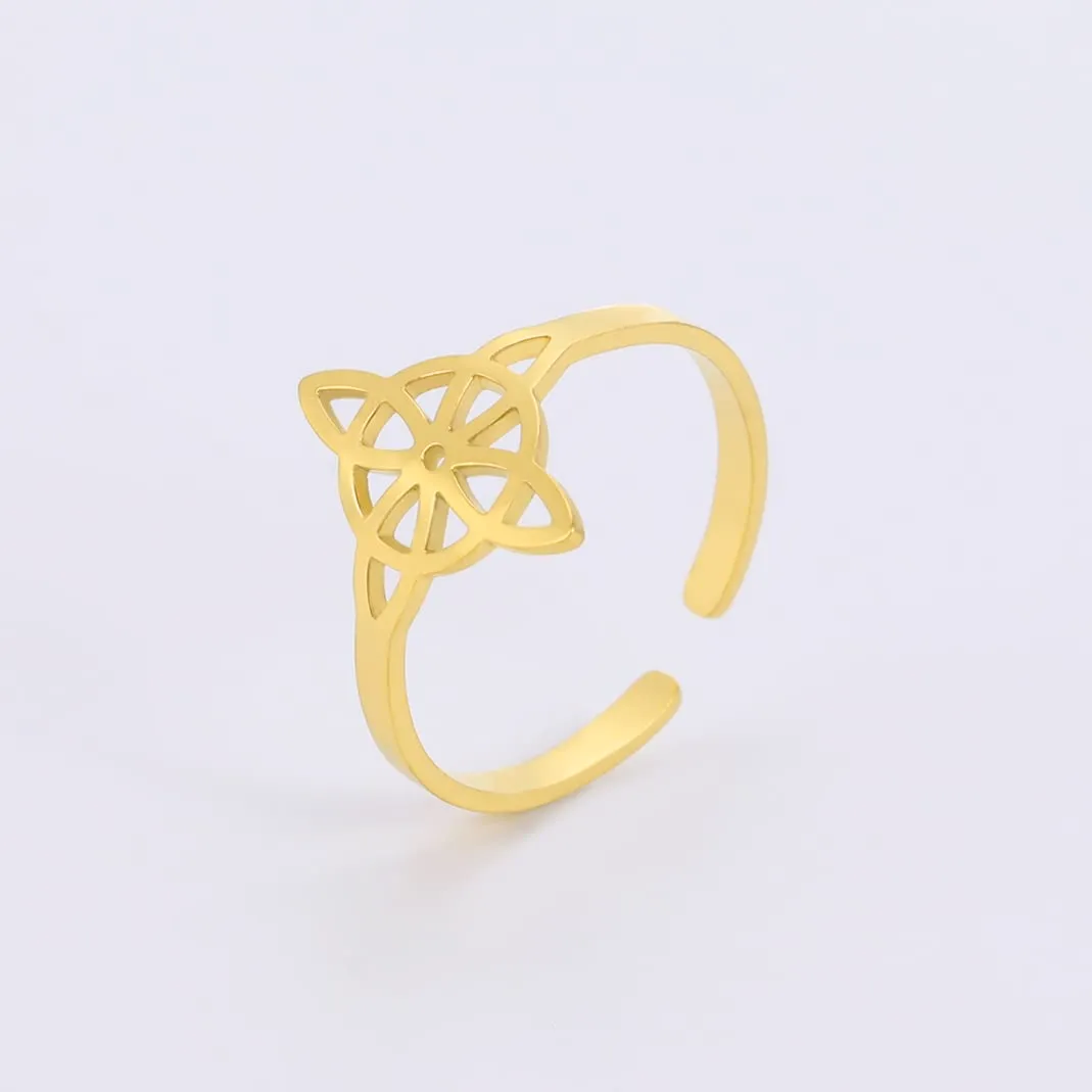 UNIFT Anello Nodo delle Streghe per Donna in Acciaio Inossidabile Stile Geometrico Elegante Chic Nodo Celtico Irlandese Anello Regolabile Gioiello Amuleto Stregoneria, Acciaio inossidabile, Non pietra - immagine 5