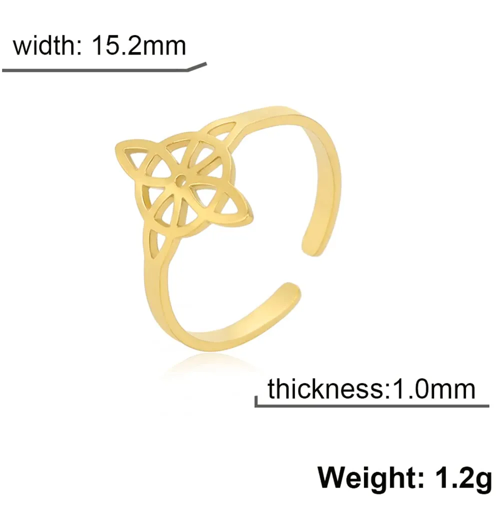 UNIFT Anello Nodo delle Streghe per Donna in Acciaio Inossidabile Stile Geometrico Elegante Chic Nodo Celtico Irlandese Anello Regolabile Gioiello Amuleto Stregoneria, Acciaio inossidabile, Non pietra - immagine 6