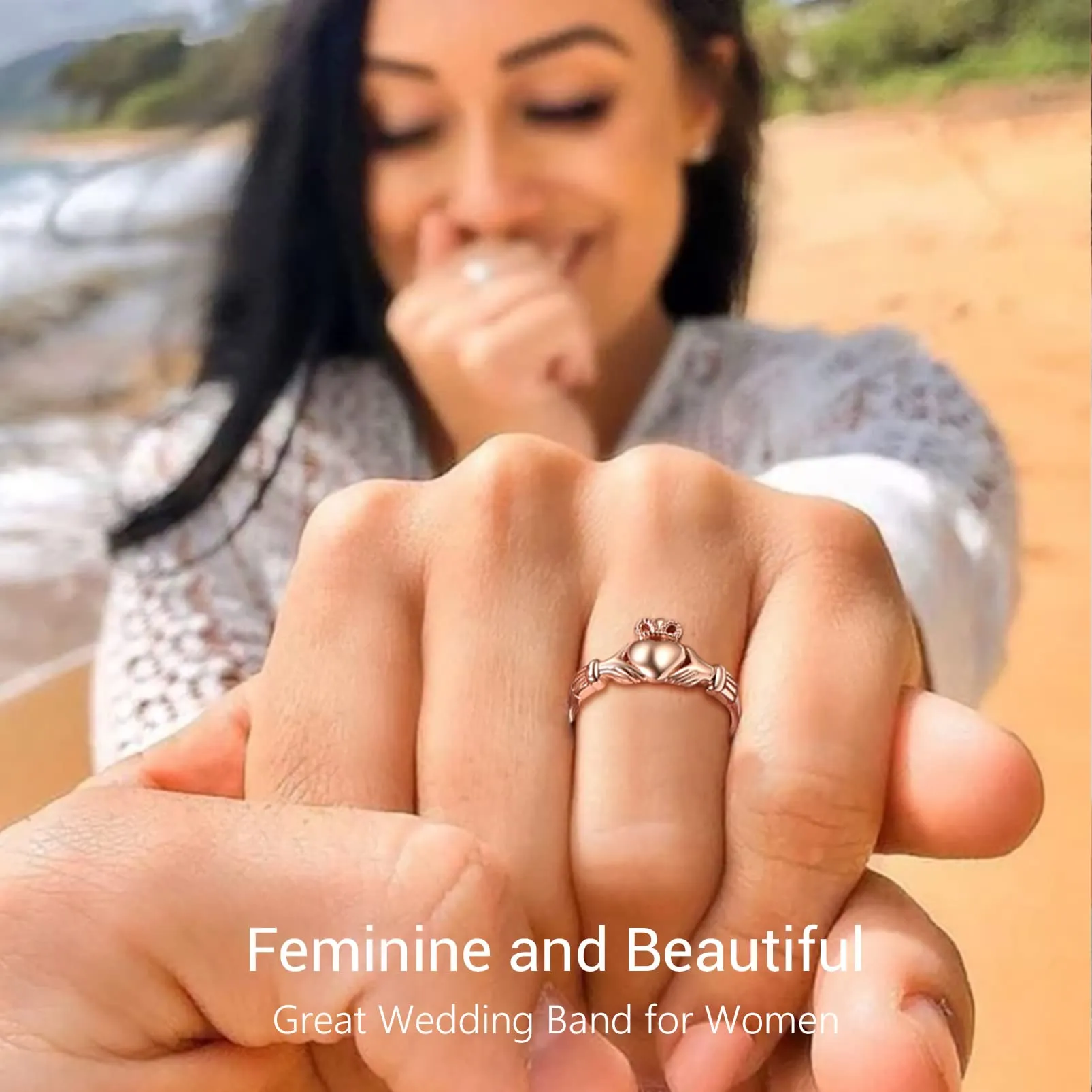 PROSILVER Anello Donna Anelli Donna 925 Oro Rosa Claddagh Anello Oro Rosa Argento 925 Anello Mirusa 12 - immagine 3