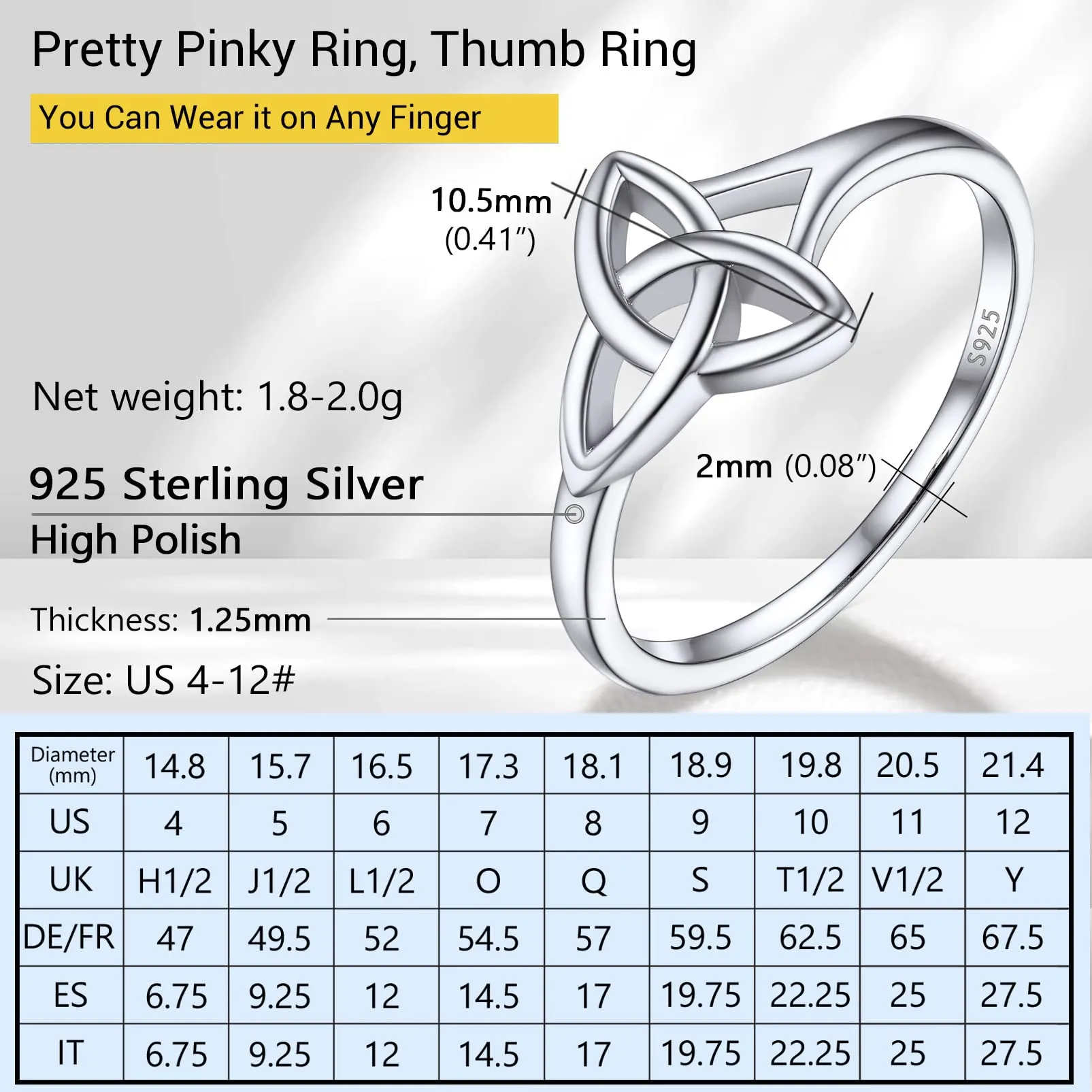 PROSILVER Anello Donna Argento 925 Nodo Celtico Misura 20 - immagine 6