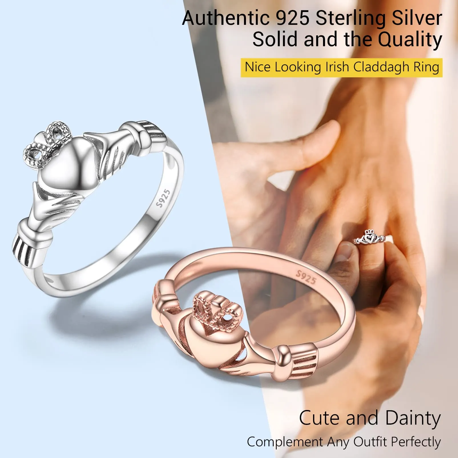 PROSILVER Anello Donna Argento 925 Anello Claddagh Donna Misura 25 - immagine 7