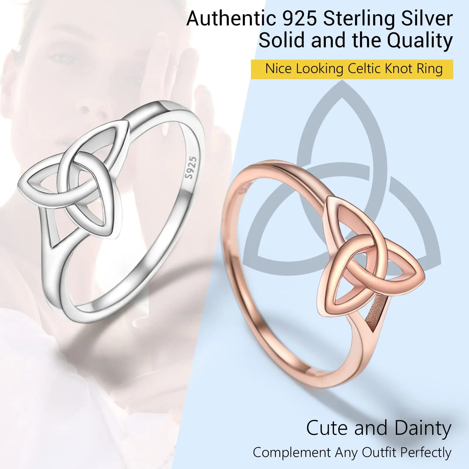 PROSILVER Anello Donna Anello in Argento 925 Donna Nodo Celtico Ring Donna Anello Taglia 14 - immagine 7