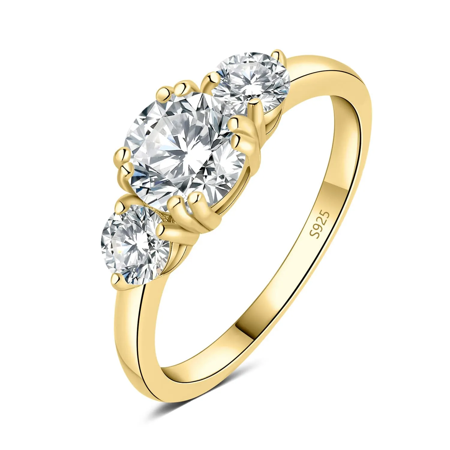 JewelryPalace Anello Classico a Tre Pietre in Argento 925 con Cubica Zirconia, Fede Nuziale Donna per Matrimonio - Set Gioielli con Pietra a Taglio Rotondo - immagine 1