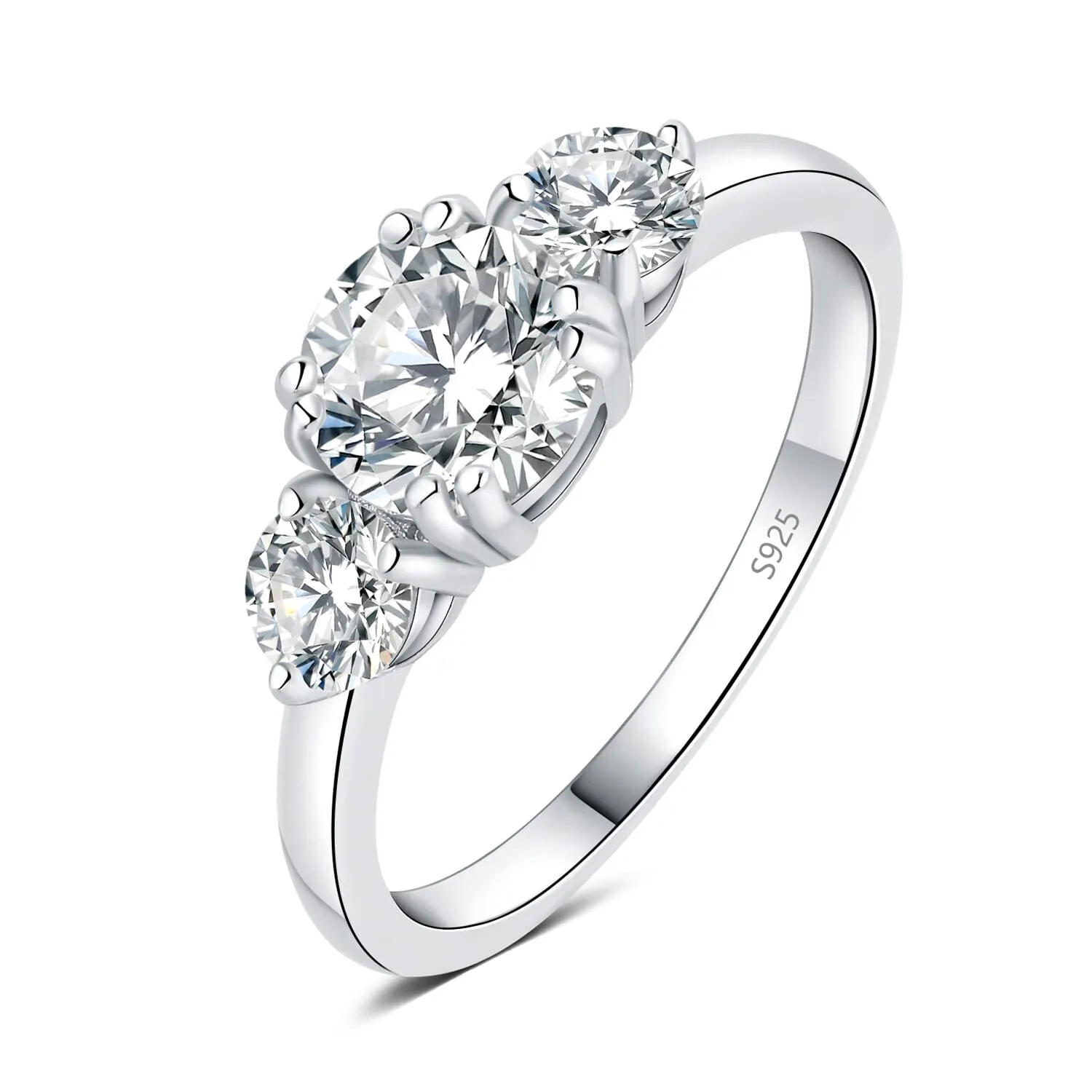 JewelryPalace 1ct Classico Anello a Tre Pietre Argento con Cubica Zirconia, Anelli Donna 925 con Pietra a Taglio Rotondo, Fede Nuziale in Argento Anello Matrimonio Set Gioielli Donna 8 - immagine 1