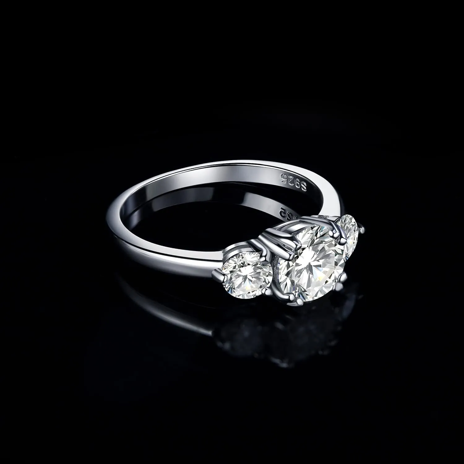 JewelryPalace Anello Classico a Tre Pietre con Cubica Zirconia in Argento 925, Fede Nuziale Donna Matrimonio Set Gioielli - immagine 3