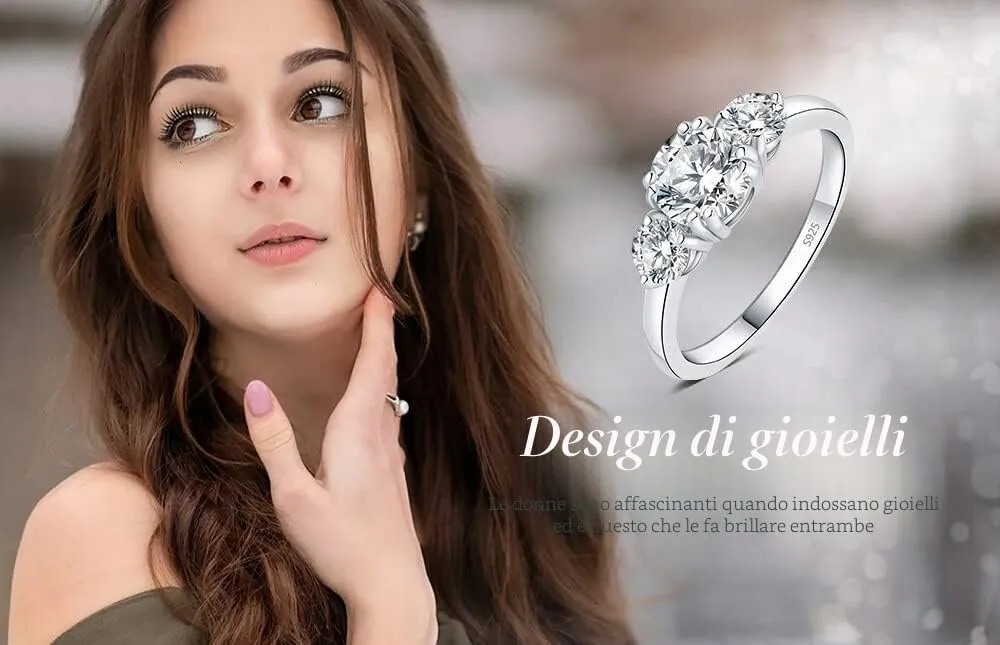 JewelryPalace 1ct Classico Anello a Tre Pietre Argento con Cubica Zirconia, Anelli Donna 925 con Pietra a Taglio Rotondo, Fede Nuziale in Argento Anello Matrimonio Set Gioielli 13 - immagine 6