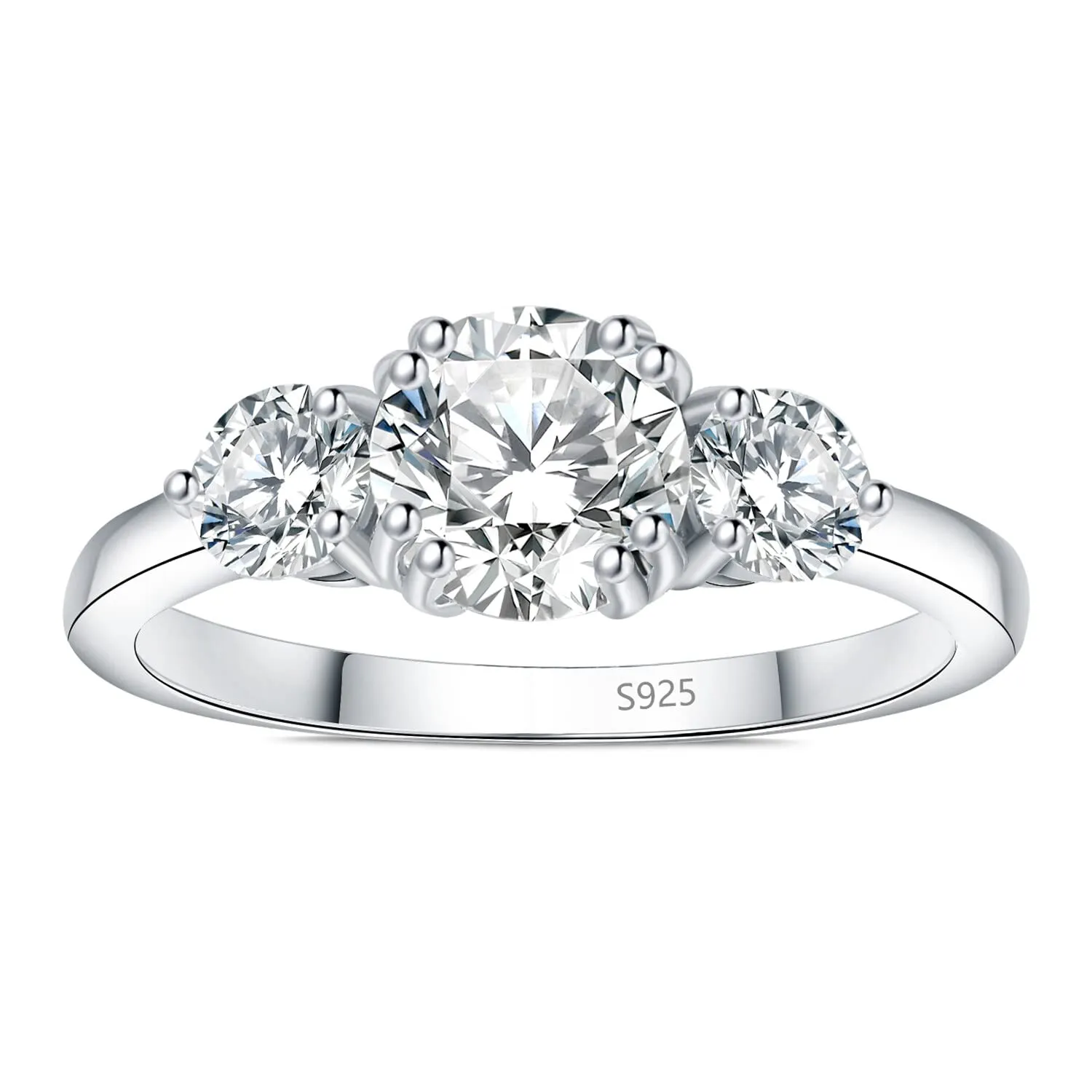 JewelryPalace 1ct Classico Anello a Tre Pietre Donna Argento con Cubica Zirconia, Anelli Donna 925 con Pietra a Taglio Rotondo, Fede Nuziale in Argento Anello Matrimonio Set Gioielli Donna 10.5 - immagine 5