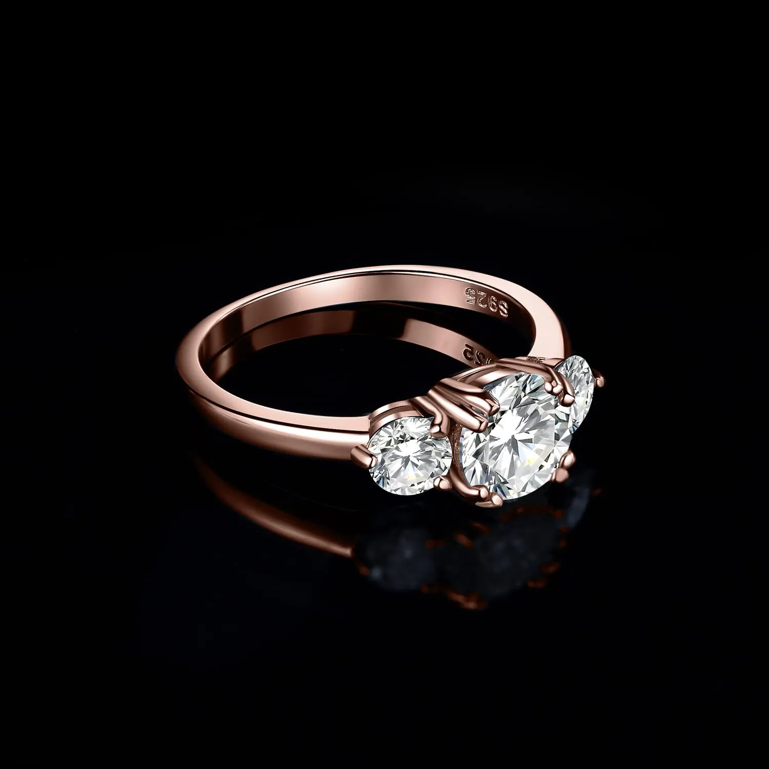 JewelryPalace 1ct Classico Anello a Tre Pietre Donna Argento con Cubica Zirconia, Anelli Donna 925 con Pietra a Taglio Rotondo, Fede Nuziale in Oro Rosa Anello Matrimonio Set Gioielli Donna 17 - immagine 3