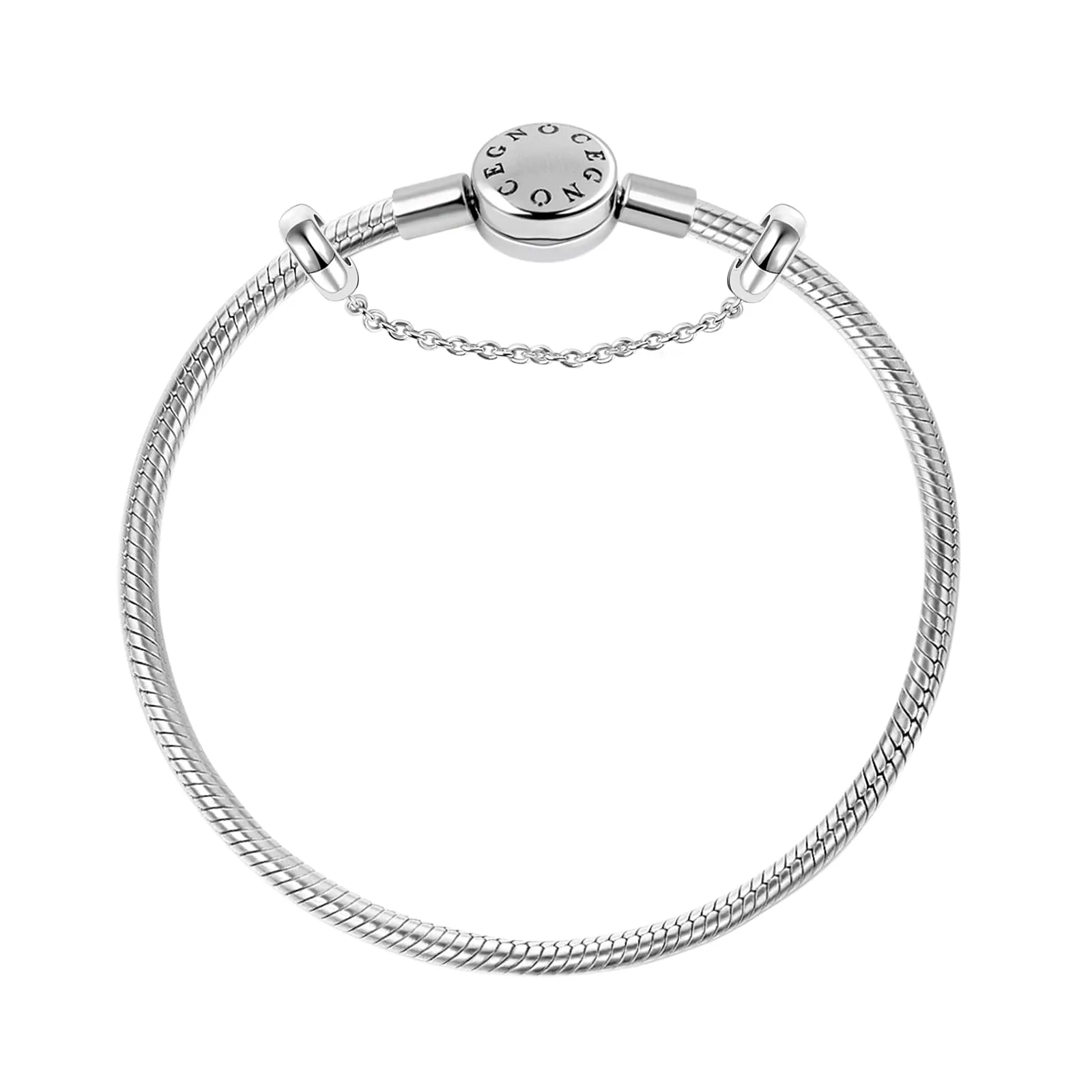 GNOCE Bracciale Con Ciondoli In Acciaio Inossidabile Never Fade Bracciale Con Ciondoli A Catena A Serpente In Metallo Unico Per Donna Uomo (20cm) - immagine 2