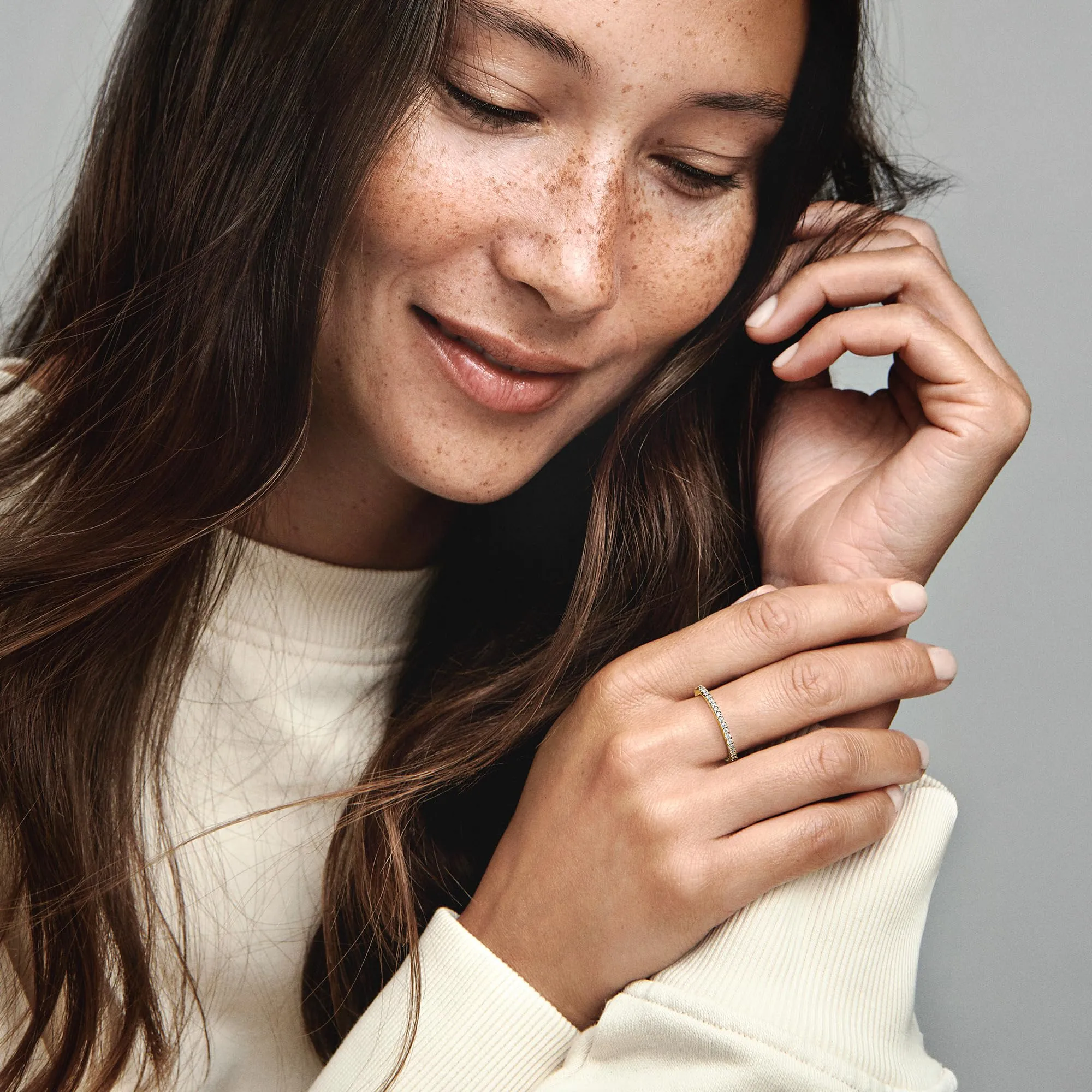 PANDORA Timeless Anello placcato in oro 14k con zirconia cubica trasparente, 58 - immagine 3