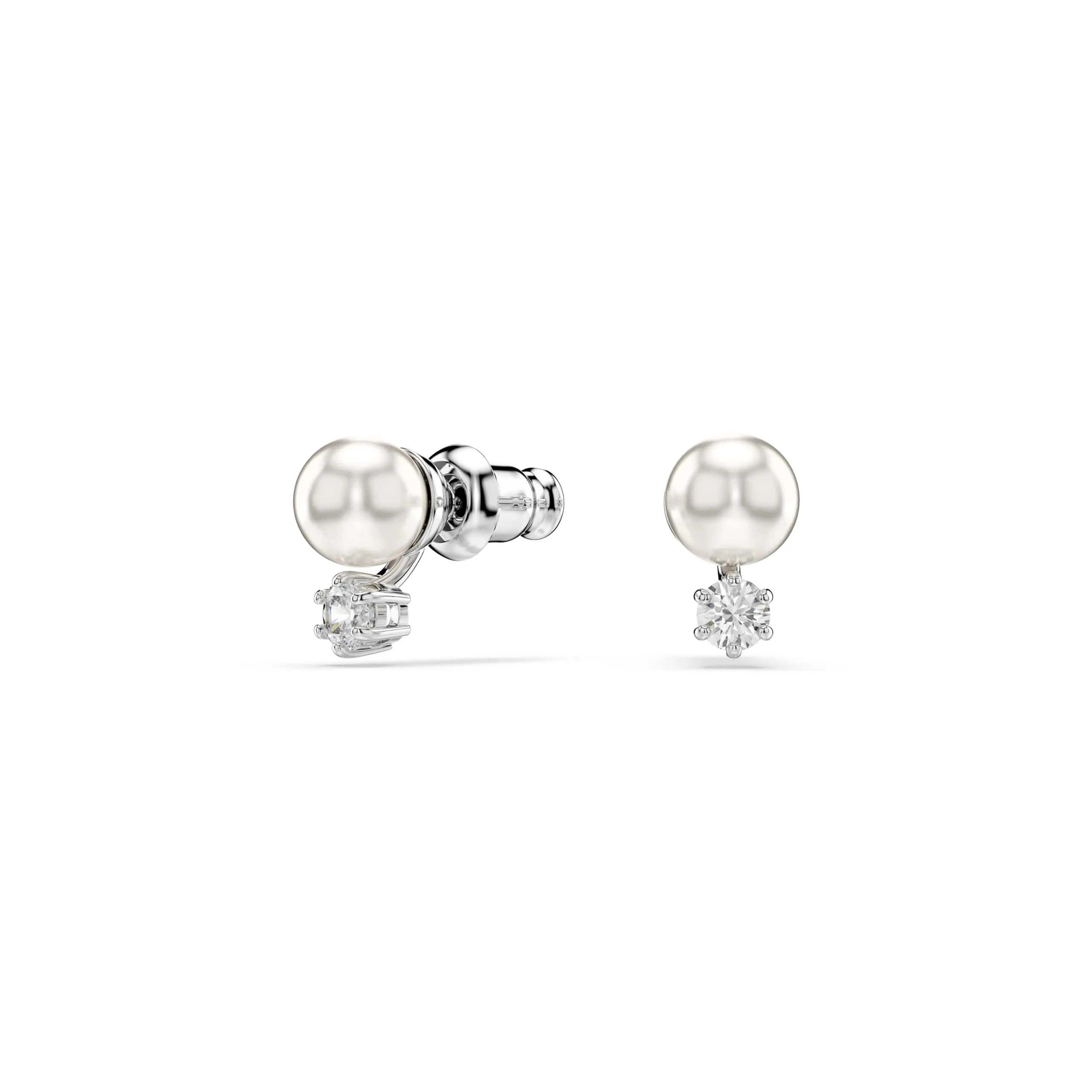 Swarovski Orecchini a lobo Matrix, Crystal Pearl, Taglio Round, Bianchi, Placcato rodio - immagine 2