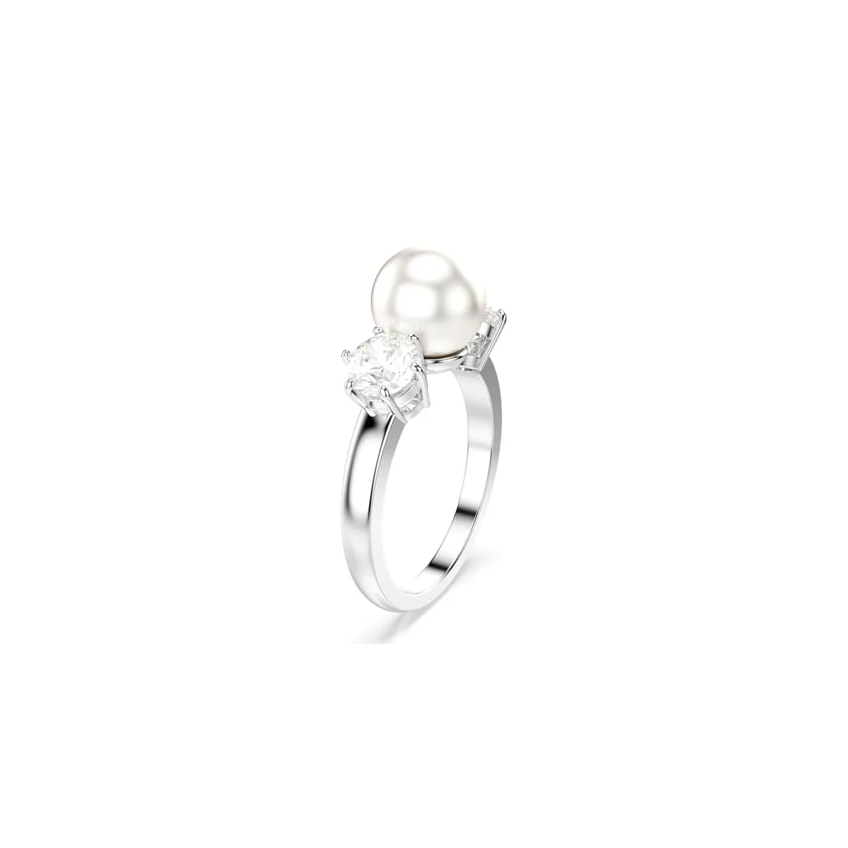 Swarovski Anello cocktail Matrix, Crystal Pearl, Taglio Round, Bianco, Placcato rodio - immagine 1