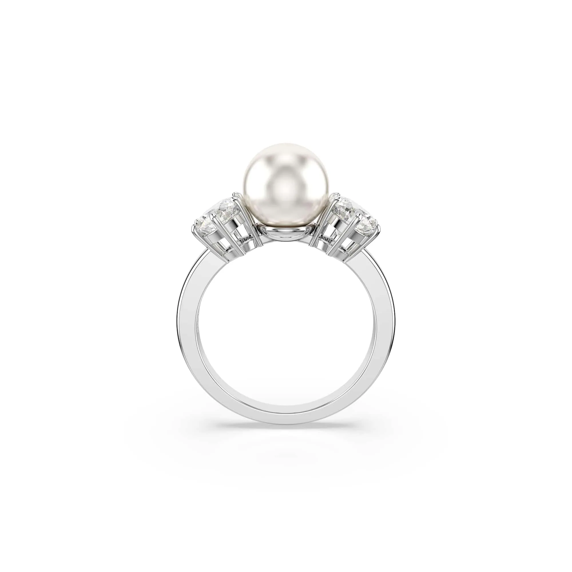 Swarovski Anello cocktail Matrix, Crystal Pearl, Taglio Round, Bianco, Placcato rodio - immagine 4