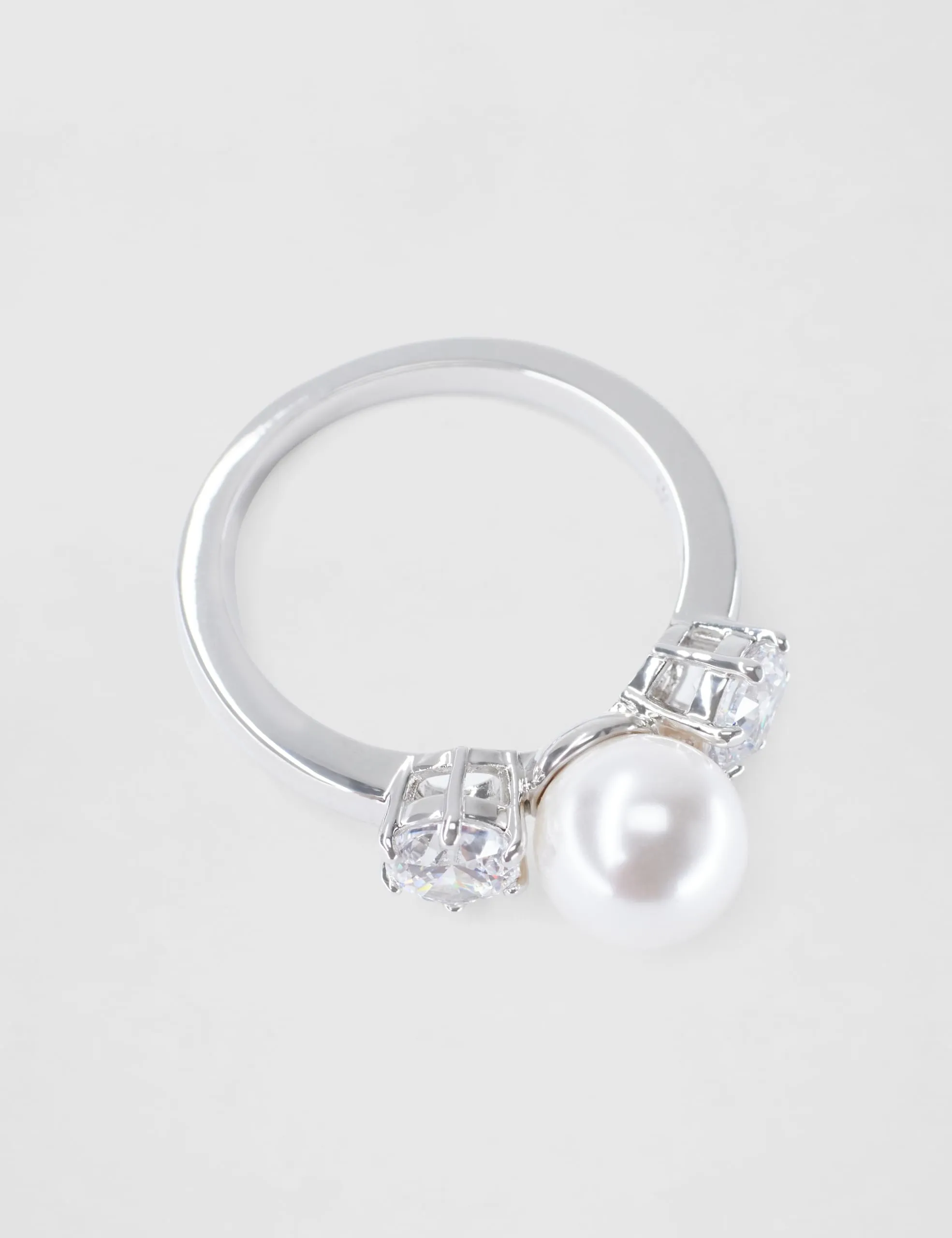Swarovski Anello cocktail Matrix, Crystal Pearl, Taglio Round, Bianco, Placcato rodio - immagine 3