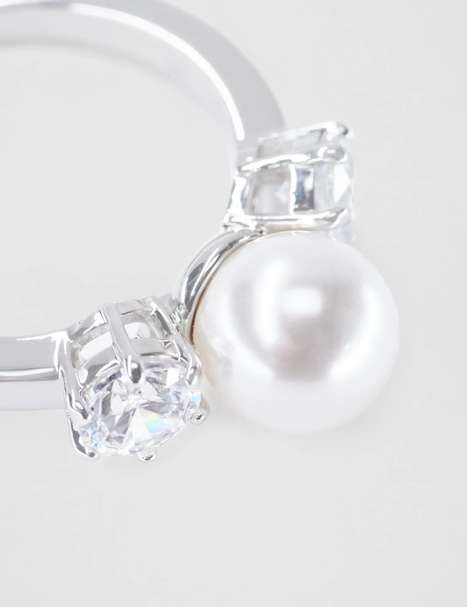 Swarovski Anello cocktail Matrix, Crystal Pearl, Taglio Round, Bianco, Placcato rodio - immagine 4