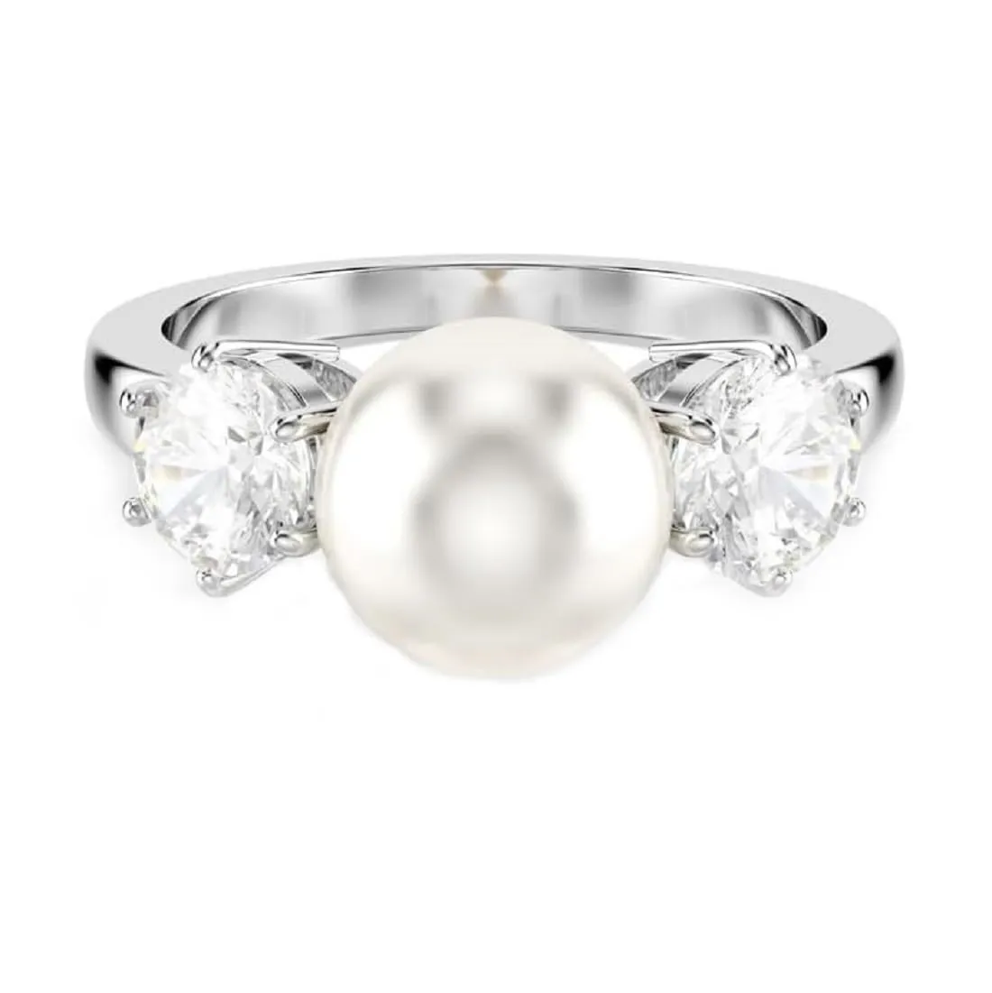 Swarovski Anello cocktail Matrix, Crystal Pearl, Taglio Round, Bianco, Placcato rodio - immagine 3