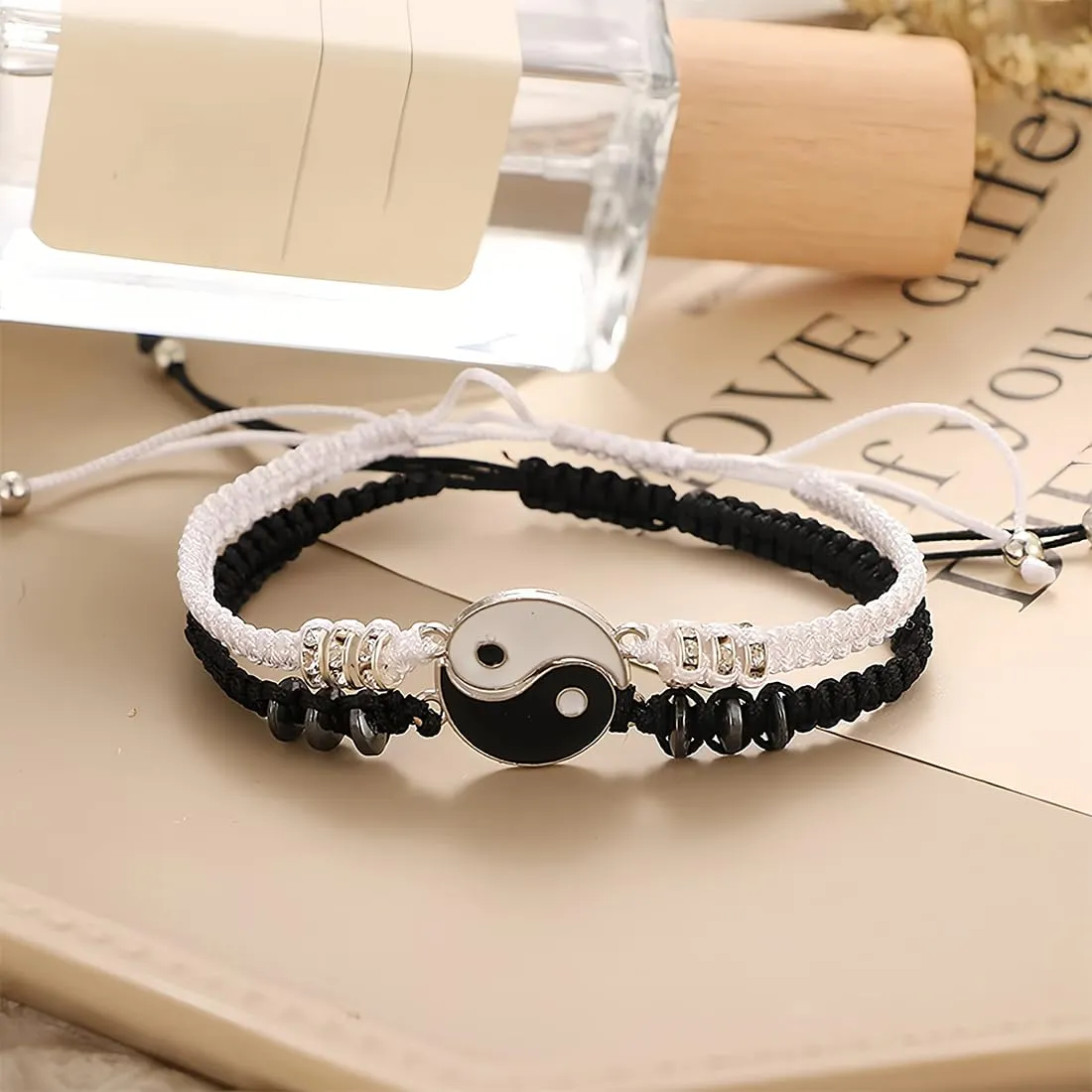 IBXWMNG 2 Pezzi Braccialetti di Cordino Bracciali del Migliore Amico Braccialetti Coordinati,Bracciale abbinato Coppie Bracciale amicizia regolabile intrecciato per Coppie Amiche - immagine 2