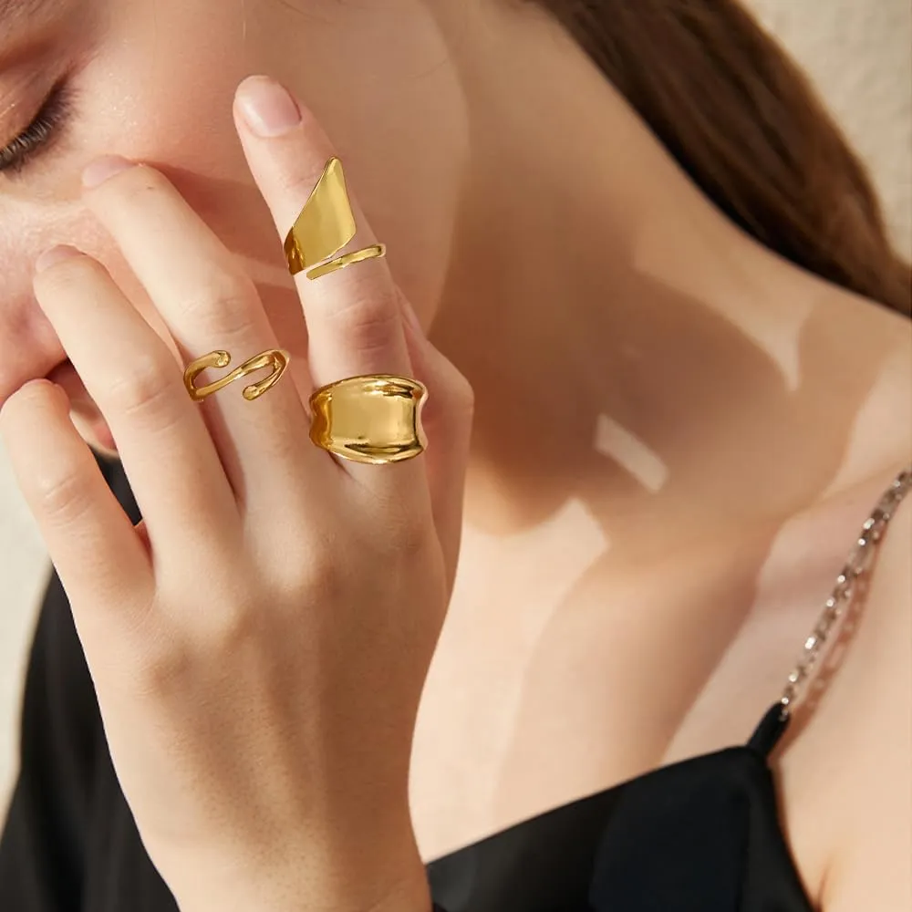 XFSRG 14 Pezzi Anelli Donna Geometria Semplice Lusso Leggero Anello Personalità Regolabile Accessori alla Moda - immagine 6