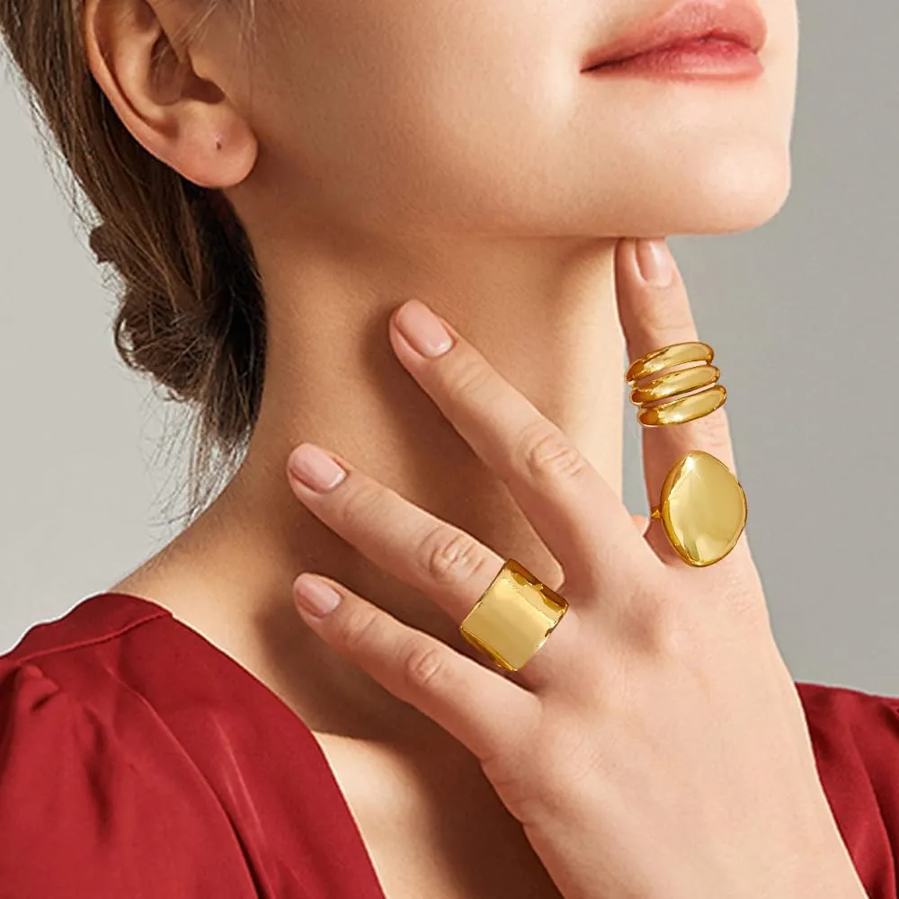 XFSRG 14 Pezzi Anelli Donna Geometria Semplice Lusso Leggero Anello Personalità Regolabile Accessori alla Moda - immagine 8