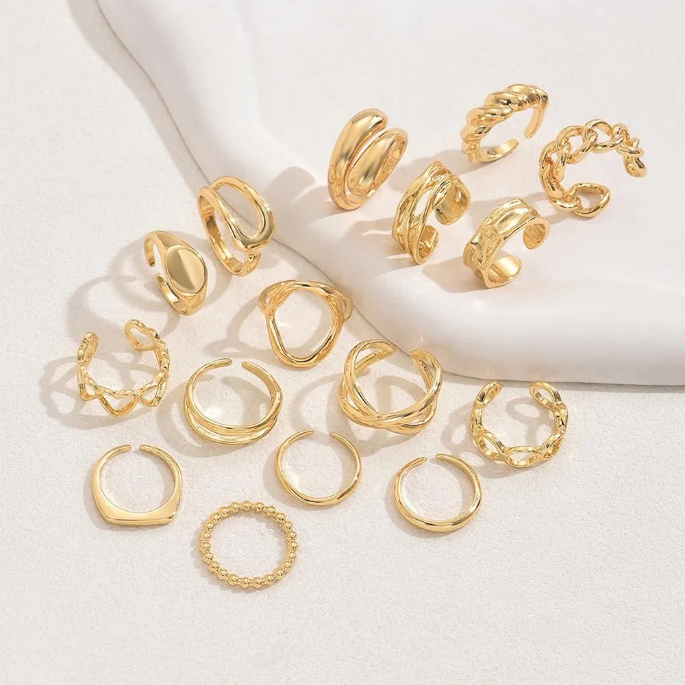 XFSRG 12 Pezzi Anelli Donna Geometria Semplice Lusso Leggero Anello Personalità Regolabile Accessori alla Moda - immagine 3